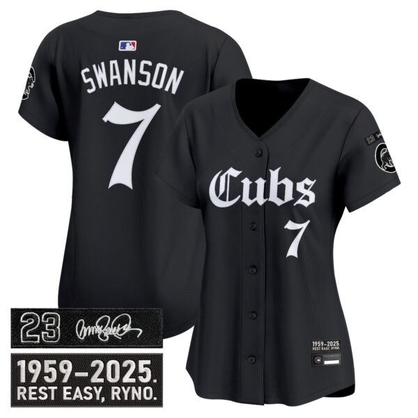 Women's Chicago Cubs 'Ryne Sandberg Tribute' Vapor Premier Limited Jersey - Gothic Edition - All Stitched - Image 4