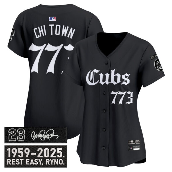 Women's Chicago Cubs 'Ryne Sandberg Tribute' Vapor Premier Limited Jersey - Gothic Edition - All Stitched - Image 2