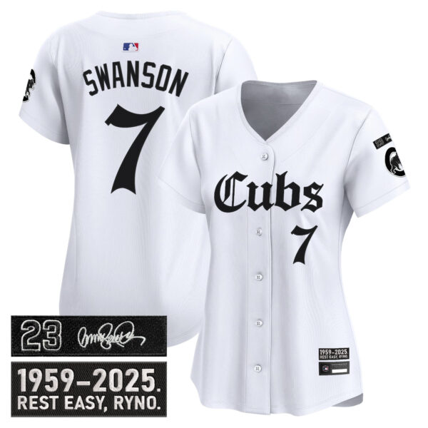 Women's Chicago Cubs 'Ryne Sandberg Tribute' Vapor Premier Limited Jersey - Gothic Edition - All Stitched - Image 14