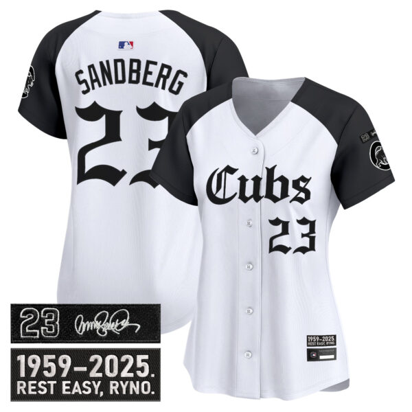 Women's Chicago Cubs 'Ryne Sandberg Tribute' Vapor Premier Limited Jersey - Gothic Edition - All Stitched - Image 21