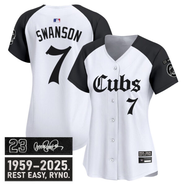 Women's Chicago Cubs 'Ryne Sandberg Tribute' Vapor Premier Limited Jersey - Gothic Edition - All Stitched - Image 24