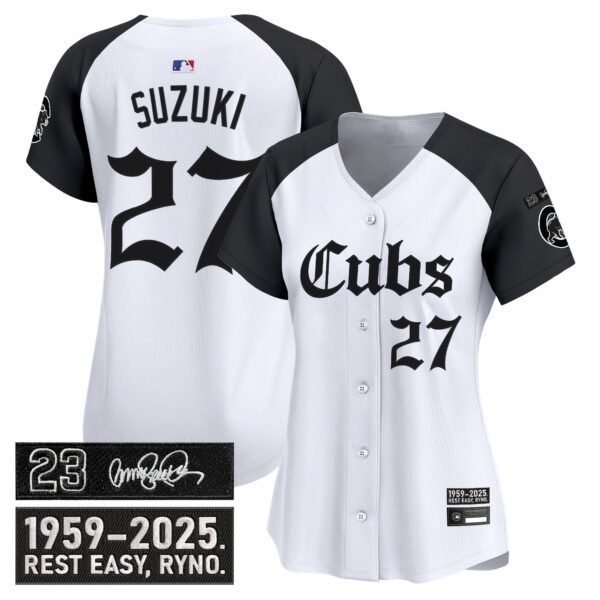 Women's Chicago Cubs 'Ryne Sandberg Tribute' Vapor Premier Limited Jersey - Gothic Edition - All Stitched - Image 29