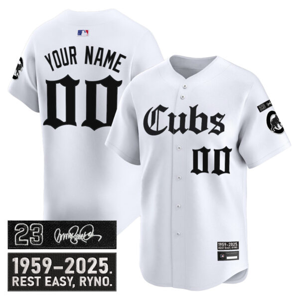 Chicago Cubs 'Ryne Sandberg Tribute' Vapor Premier Limited Custom Jersey - Gothic Edition - All Stitched - Image 2