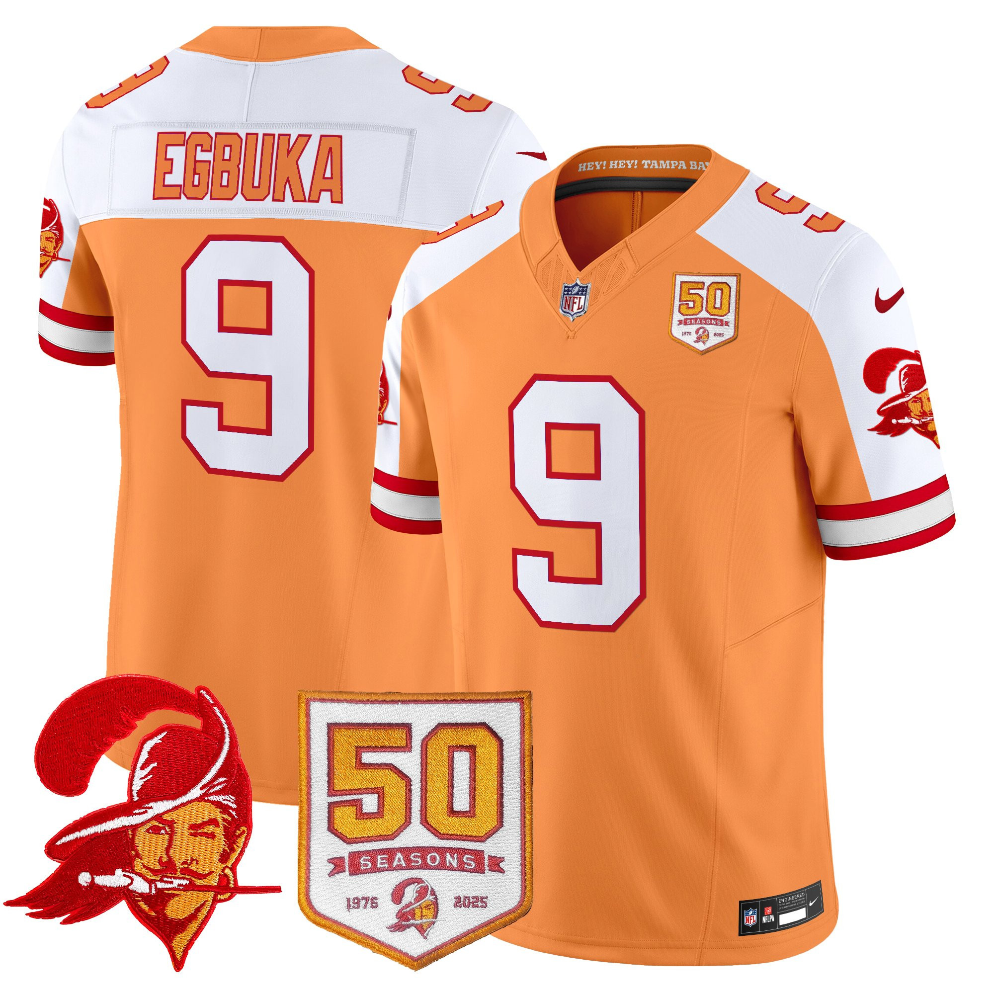 Men's Tampa Bay Buccaneers Throwback 50th Season Patch Vapor Limited Jersey - All Stitched - Image 28