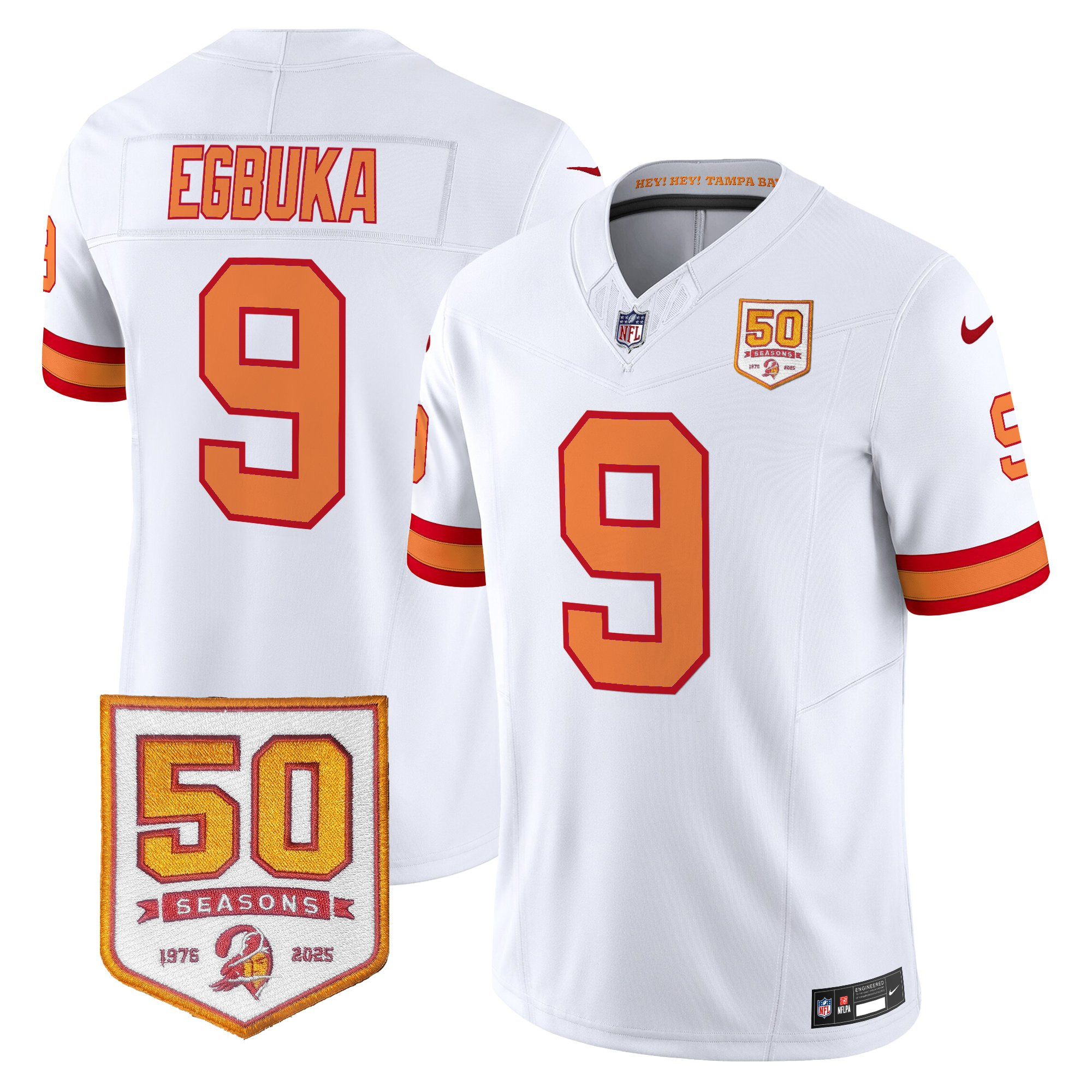 Men's Tampa Bay Buccaneers Throwback 50th Season Patch Vapor Limited Jersey - All Stitched - Image 6