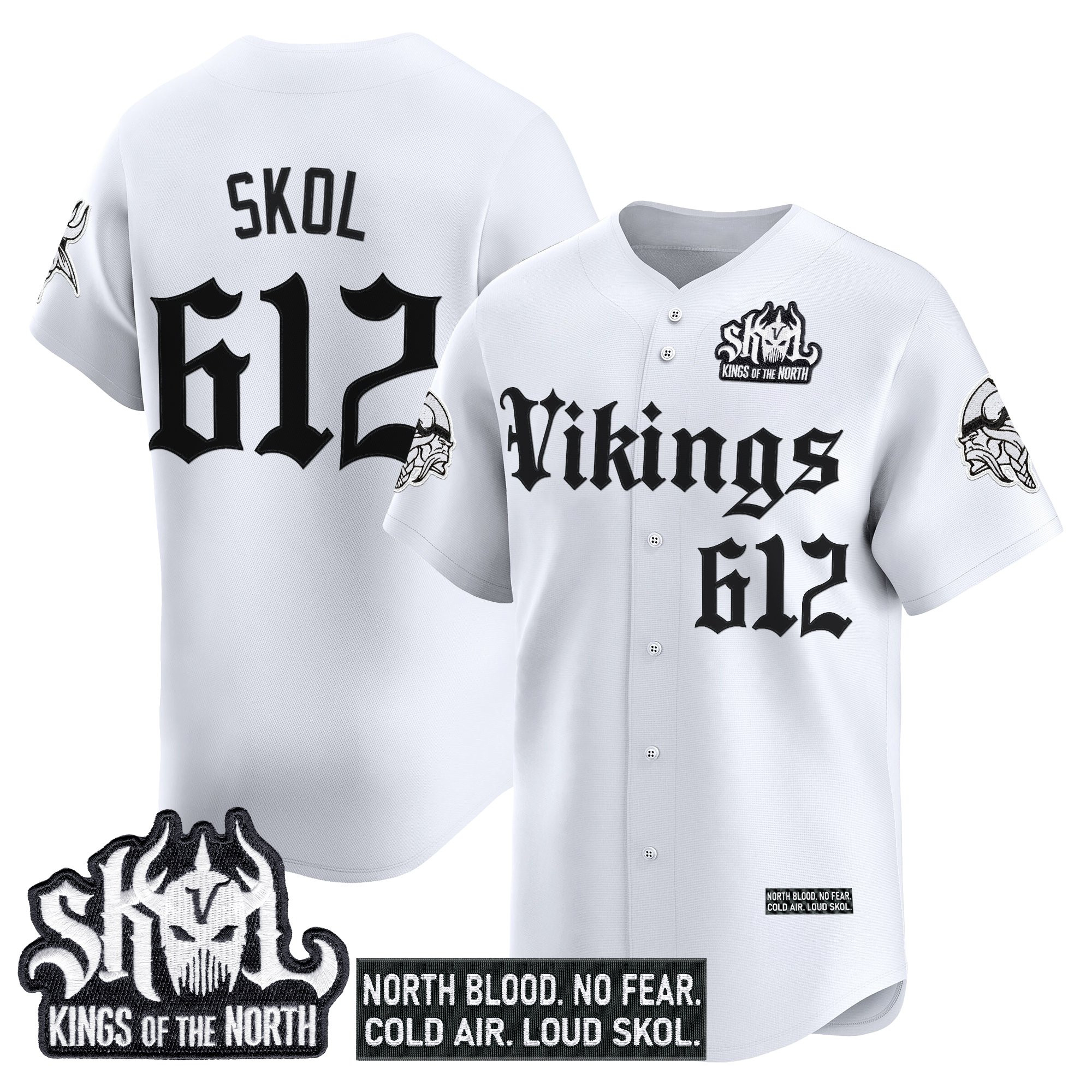 Men's Minnesota Vikings 'Gothic Norseblood Edition' Vapor Baseball Jersey - All Stitched - Image 12