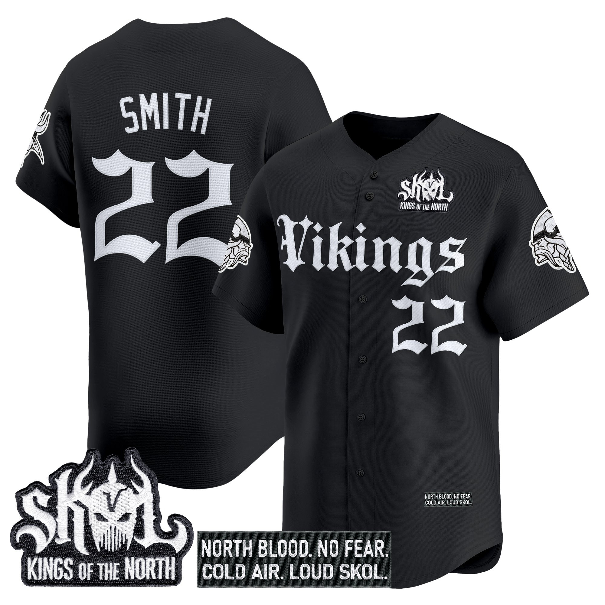 Men's Minnesota Vikings 'Gothic Norseblood Edition' Vapor Baseball Jersey - All Stitched - Image 7