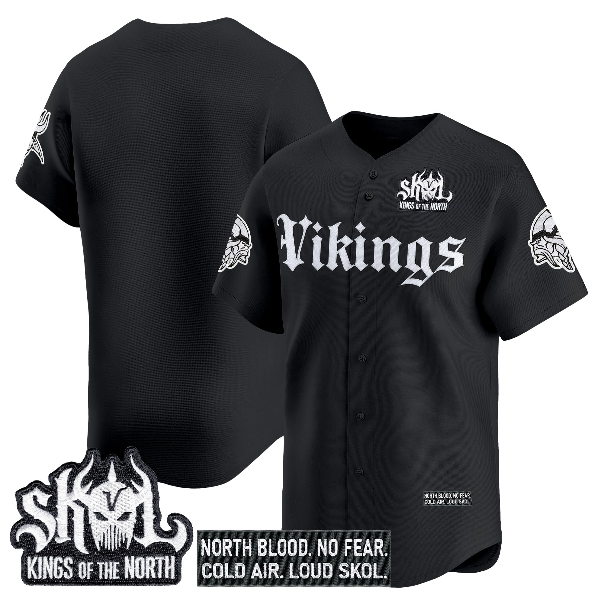 Men's Minnesota Vikings 'Gothic Norseblood Edition' Vapor Baseball Jersey - All Stitched - Image 10