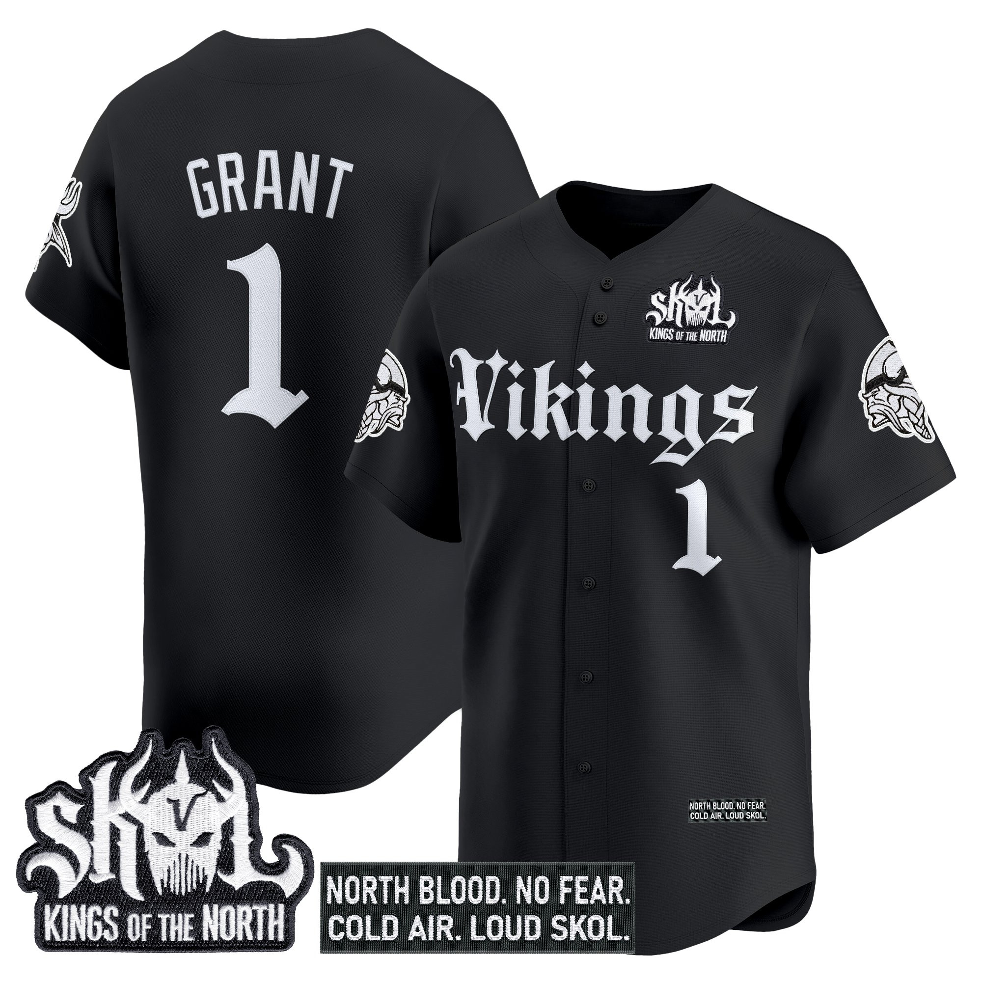 Men's Minnesota Vikings 'Gothic Norseblood Edition' Vapor Baseball Jersey - All Stitched - Image 6