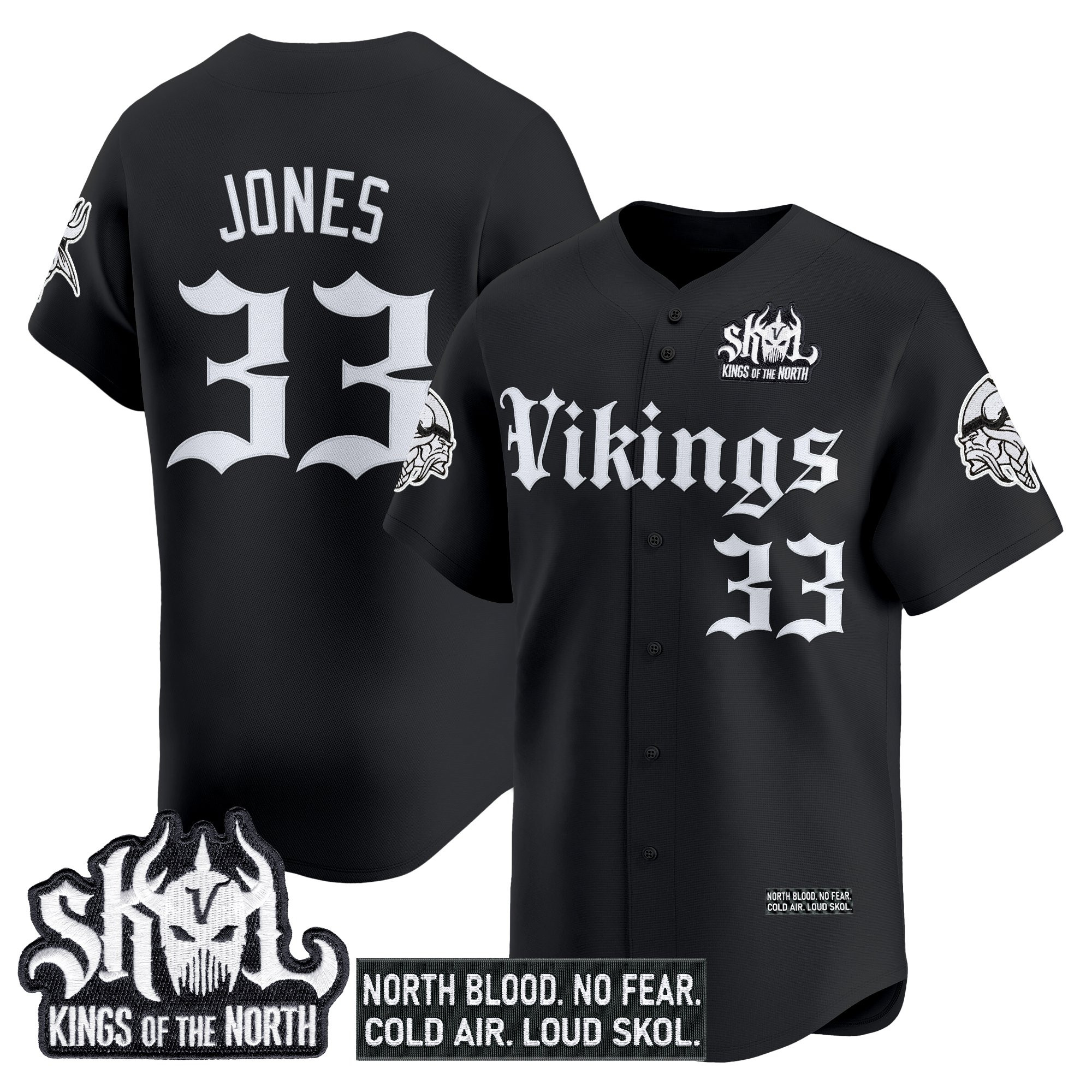 Men's Minnesota Vikings 'Gothic Norseblood Edition' Vapor Baseball Jersey - All Stitched - Image 5