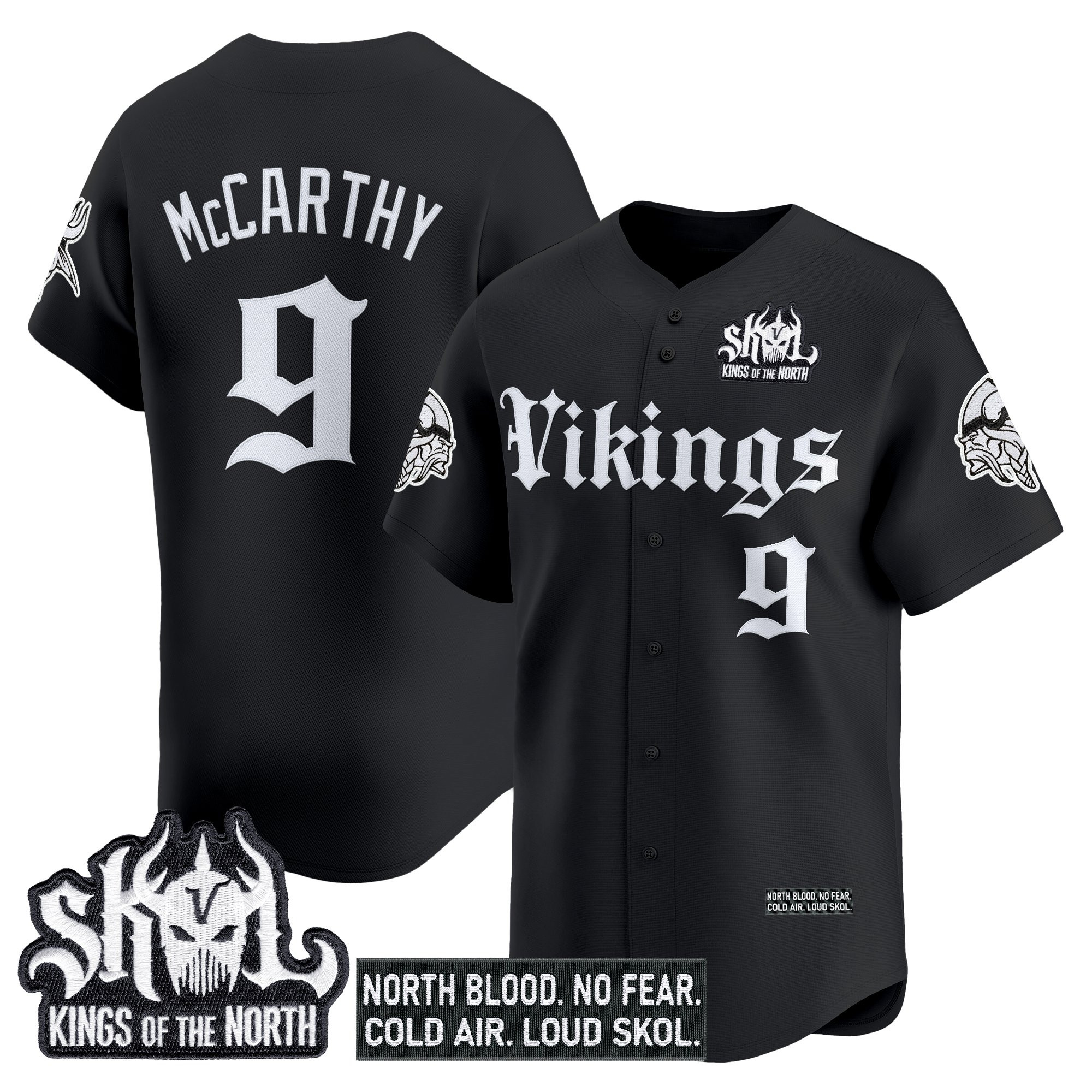Men's Minnesota Vikings 'Gothic Norseblood Edition' Vapor Baseball Jersey - All Stitched