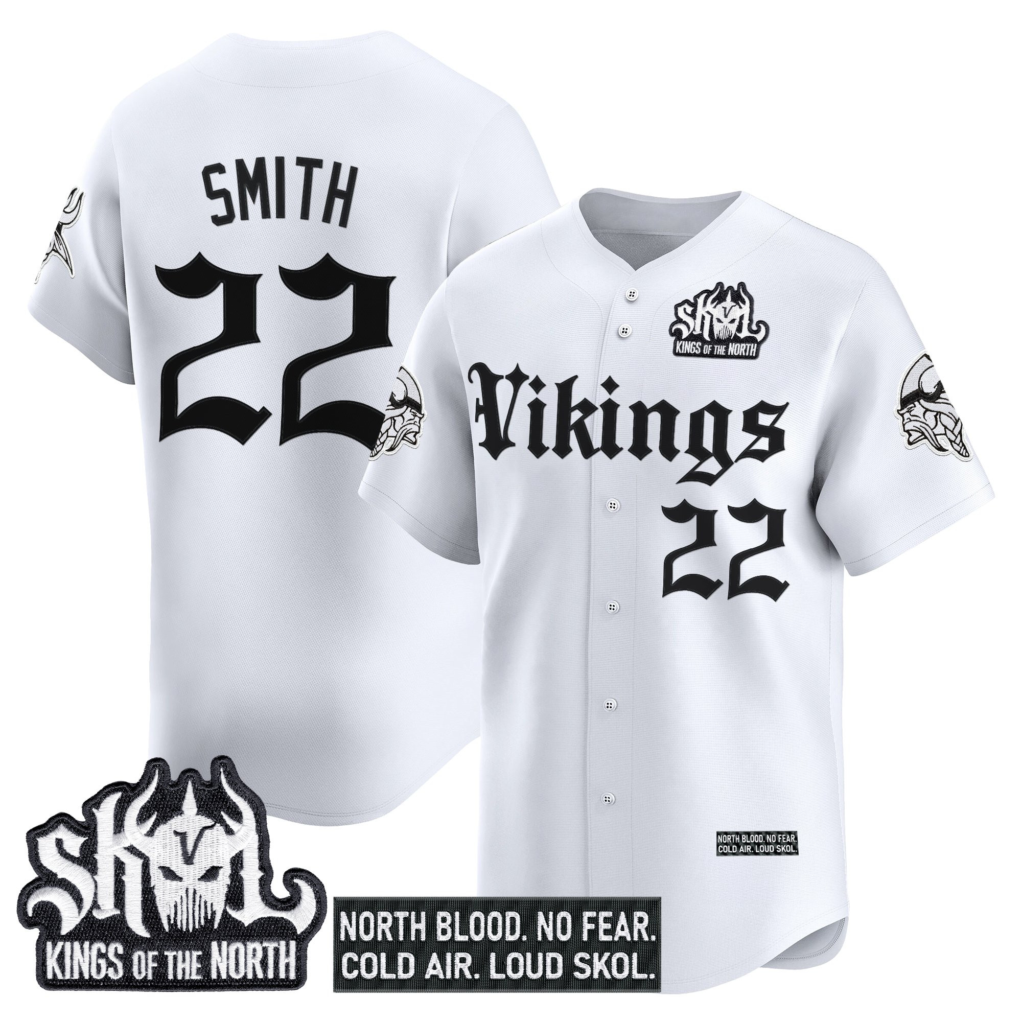 Men's Minnesota Vikings 'Gothic Norseblood Edition' Vapor Baseball Jersey - All Stitched - Image 17
