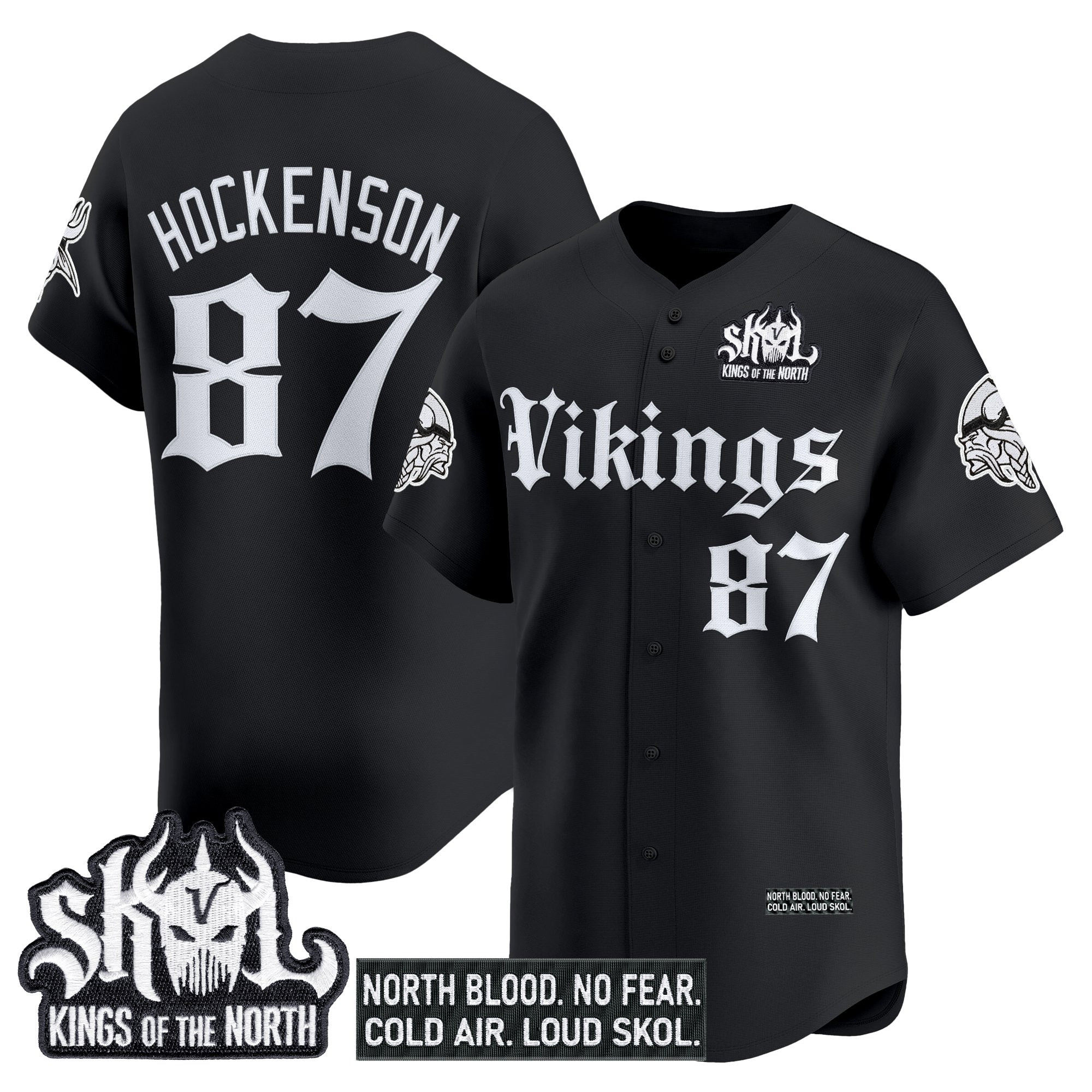 Men's Minnesota Vikings 'Gothic Norseblood Edition' Vapor Baseball Jersey - All Stitched - Image 8