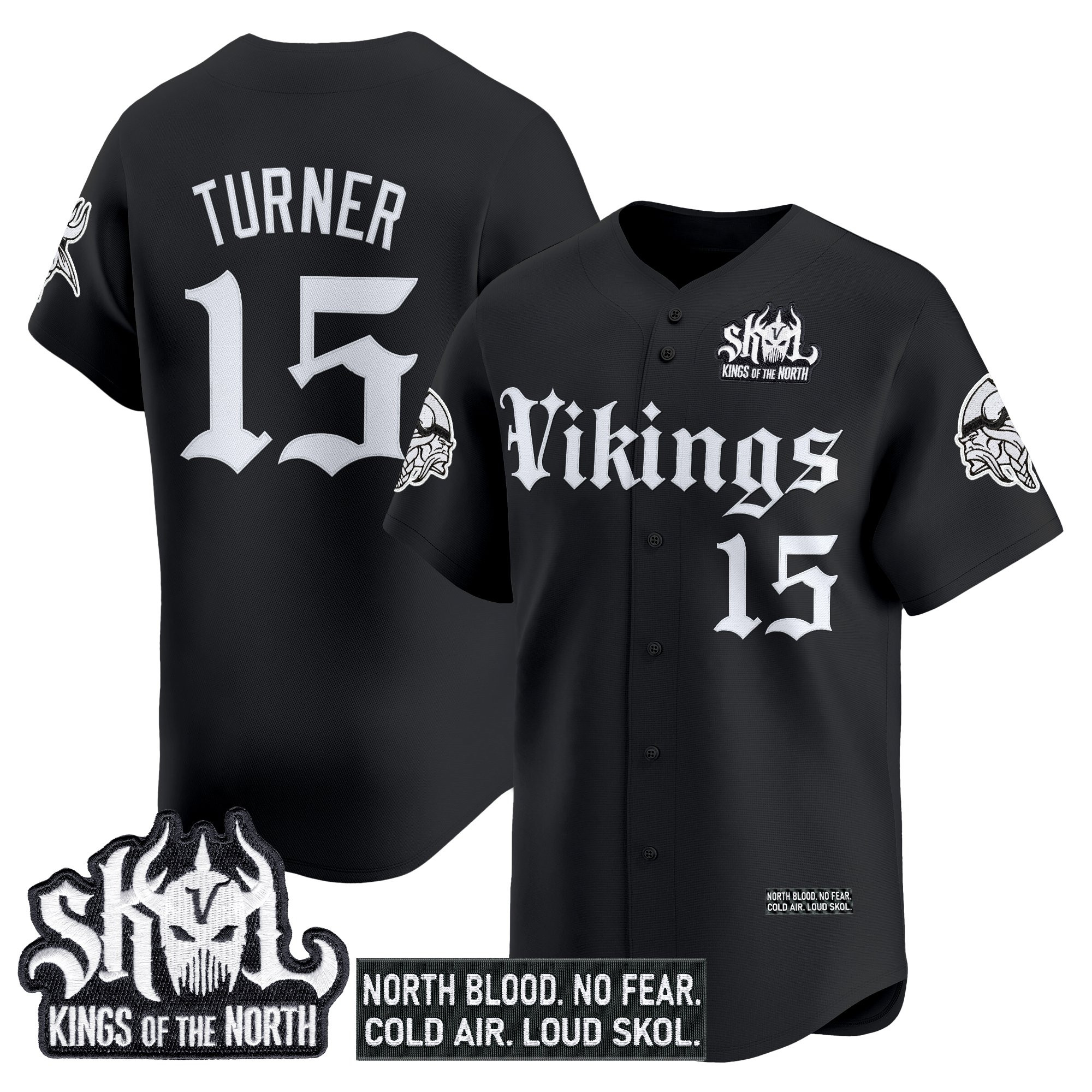 Men's Minnesota Vikings 'Gothic Norseblood Edition' Vapor Baseball Jersey - All Stitched - Image 4