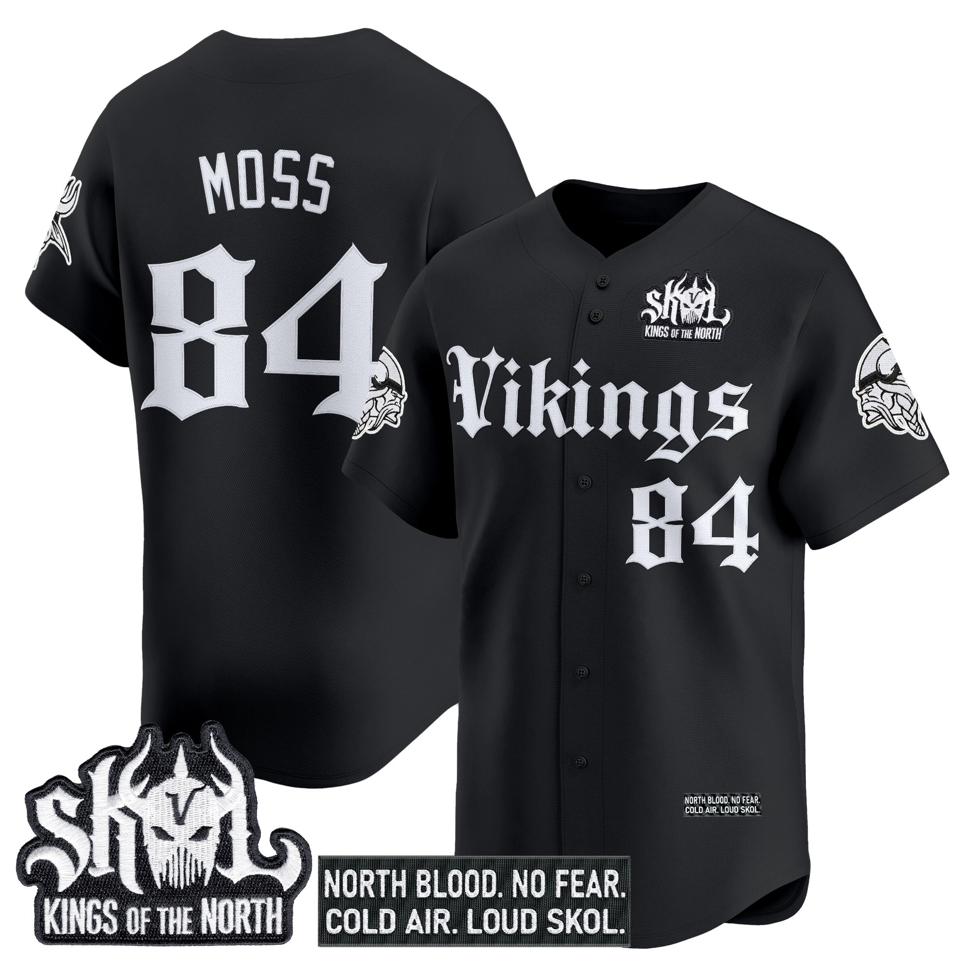 Men's Minnesota Vikings 'Gothic Norseblood Edition' Vapor Baseball Jersey - All Stitched - Image 9