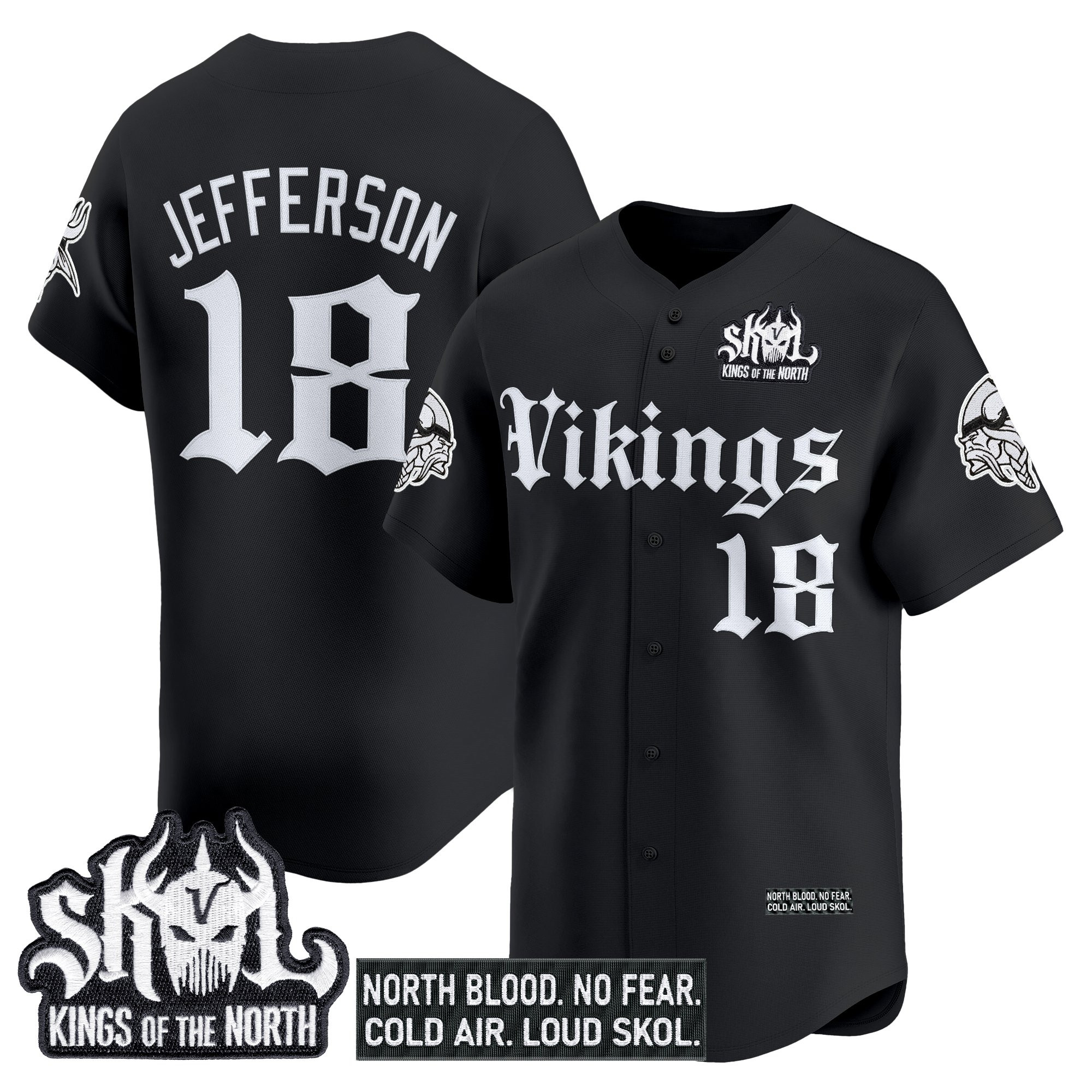 Men's Minnesota Vikings 'Gothic Norseblood Edition' Vapor Baseball Jersey - All Stitched - Image 3