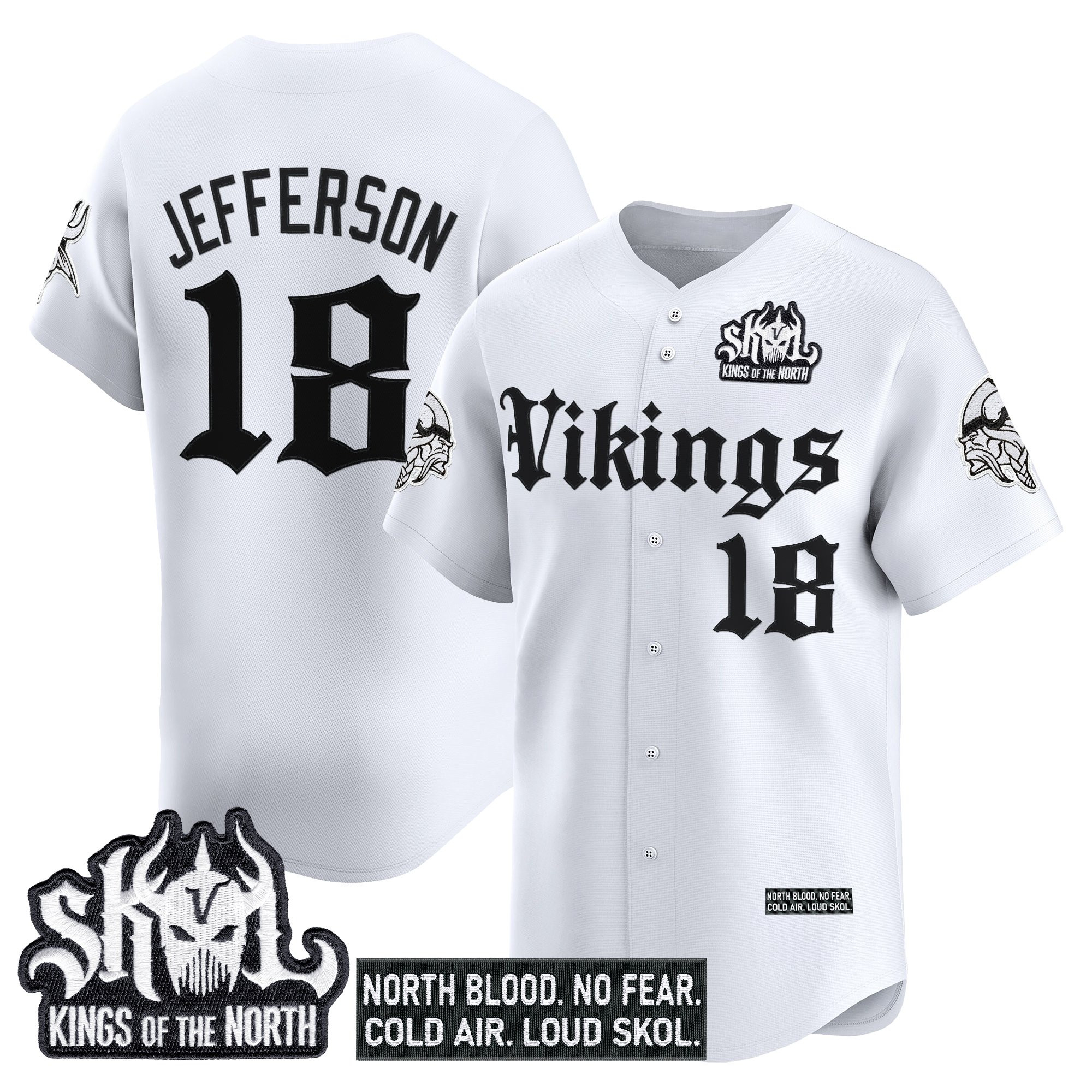Men's Minnesota Vikings 'Gothic Norseblood Edition' Vapor Baseball Jersey - All Stitched - Image 13