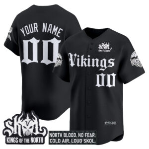 Minnesota Vikings 'Gothic Norseblood Edition' Vapor Baseball Custom Jersey - All Stitched