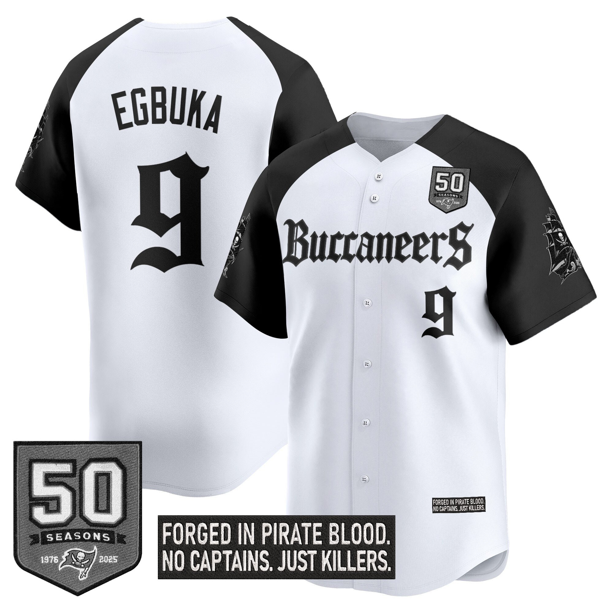 Men's Tampa Bay Buccaneers 'Gothic Pirate Shadows Edition' Vapor Baseball Jersey - All Stitched - Image 28