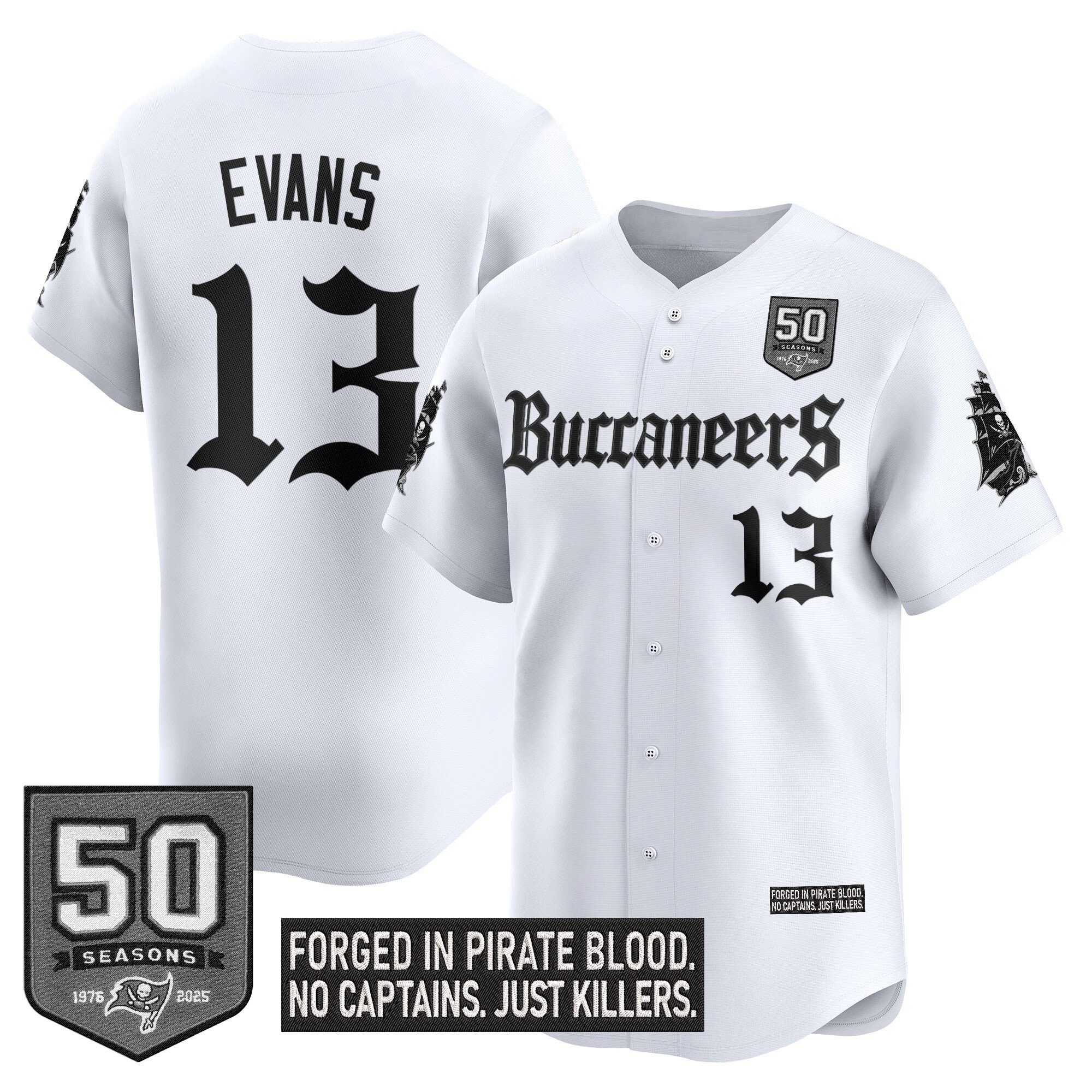 Men's Tampa Bay Buccaneers 'Gothic Pirate Shadows Edition' Vapor Baseball Jersey - All Stitched - Image 19
