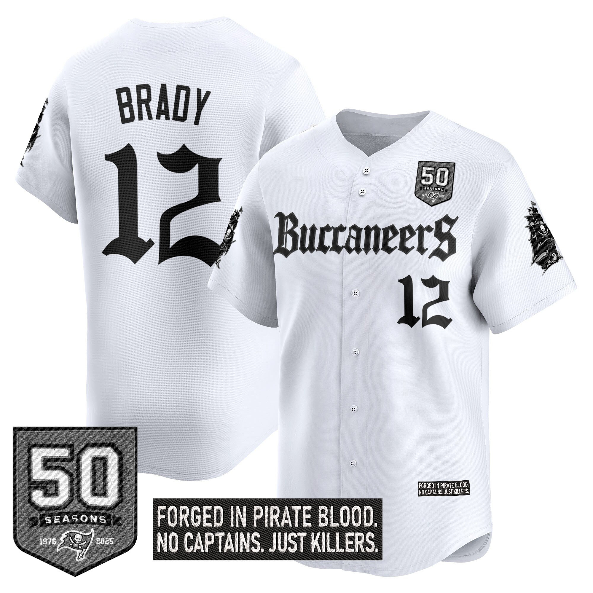 Men's Tampa Bay Buccaneers 'Gothic Pirate Shadows Edition' Vapor Baseball Jersey - All Stitched - Image 18