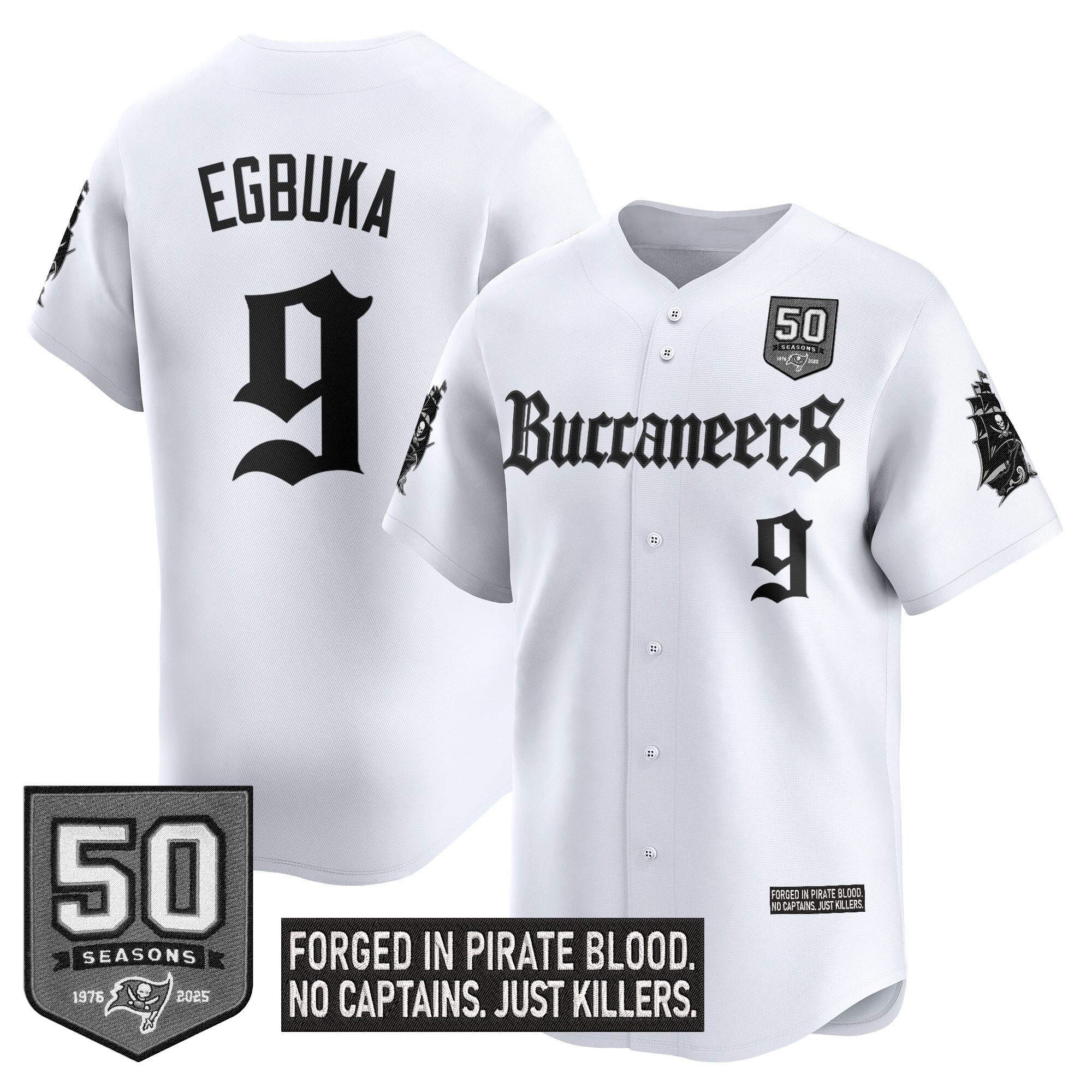 Men's Tampa Bay Buccaneers 'Gothic Pirate Shadows Edition' Vapor Baseball Jersey - All Stitched - Image 16