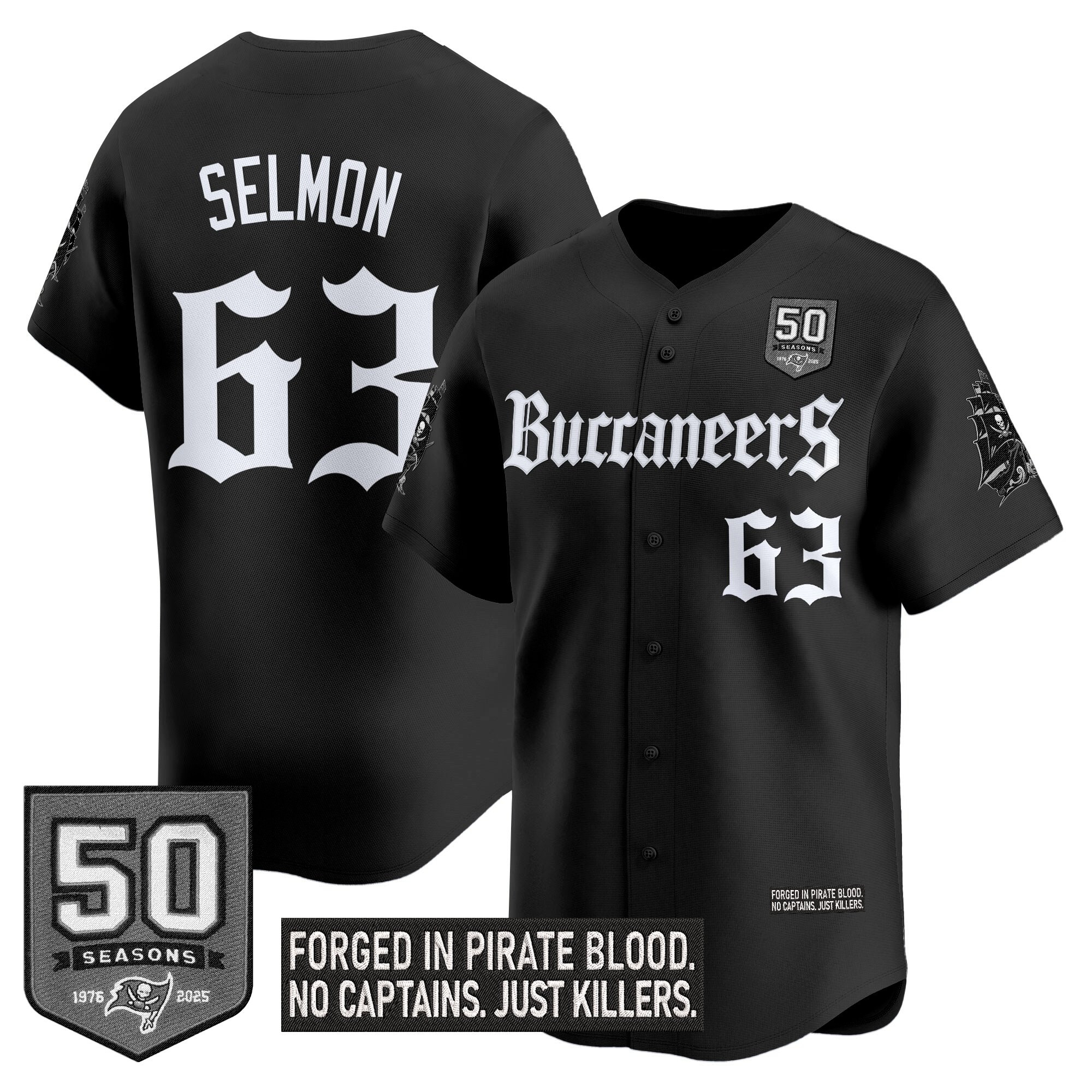 Men's Tampa Bay Buccaneers 'Gothic Pirate Shadows Edition' Vapor Baseball Jersey - All Stitched - Image 11