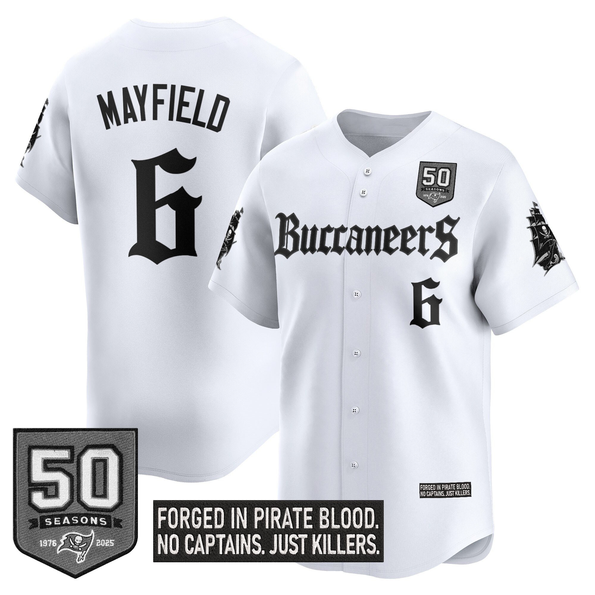 Men's Tampa Bay Buccaneers 'Gothic Pirate Shadows Edition' Vapor Baseball Jersey - All Stitched - Image 17
