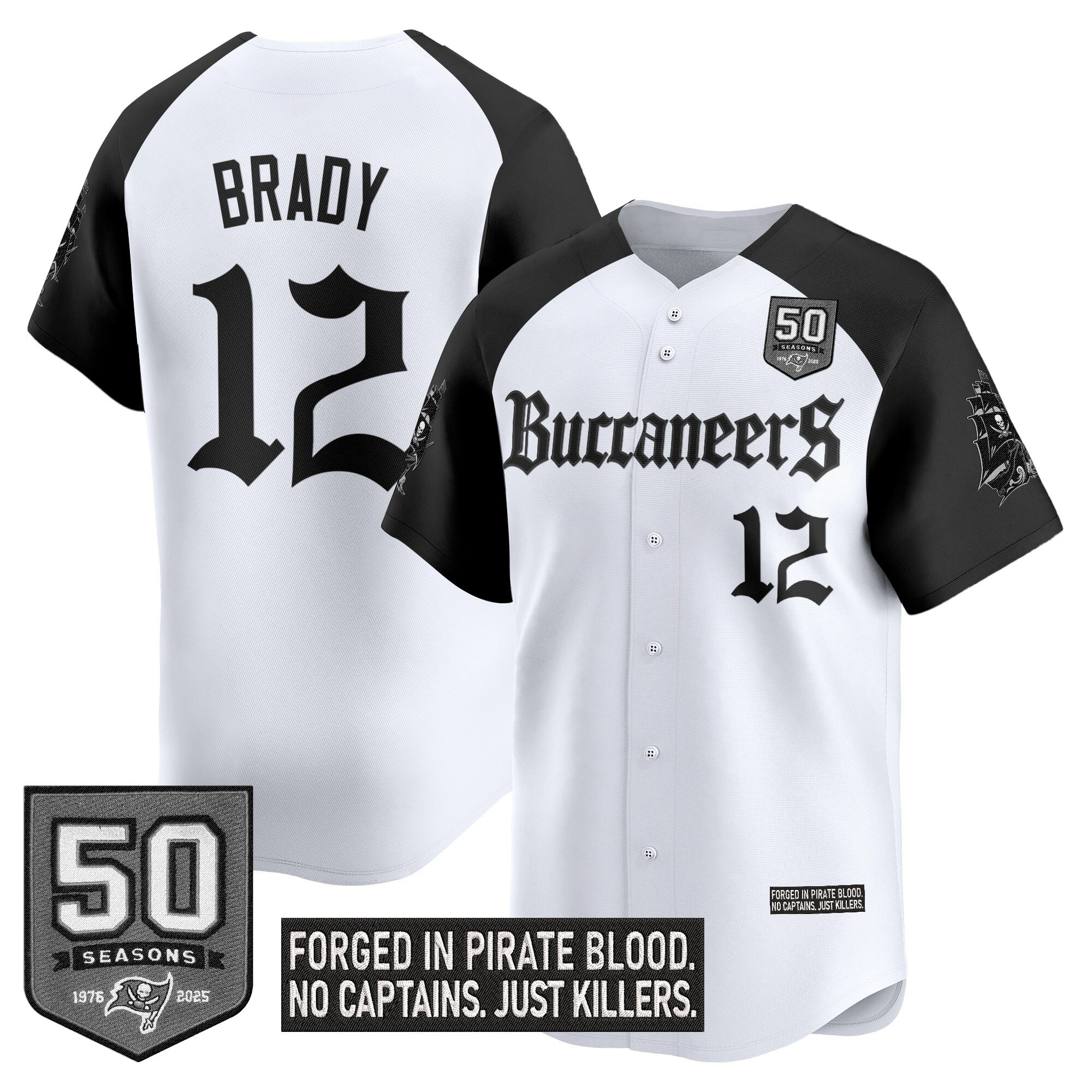 Men's Tampa Bay Buccaneers 'Gothic Pirate Shadows Edition' Vapor Baseball Jersey - All Stitched - Image 30