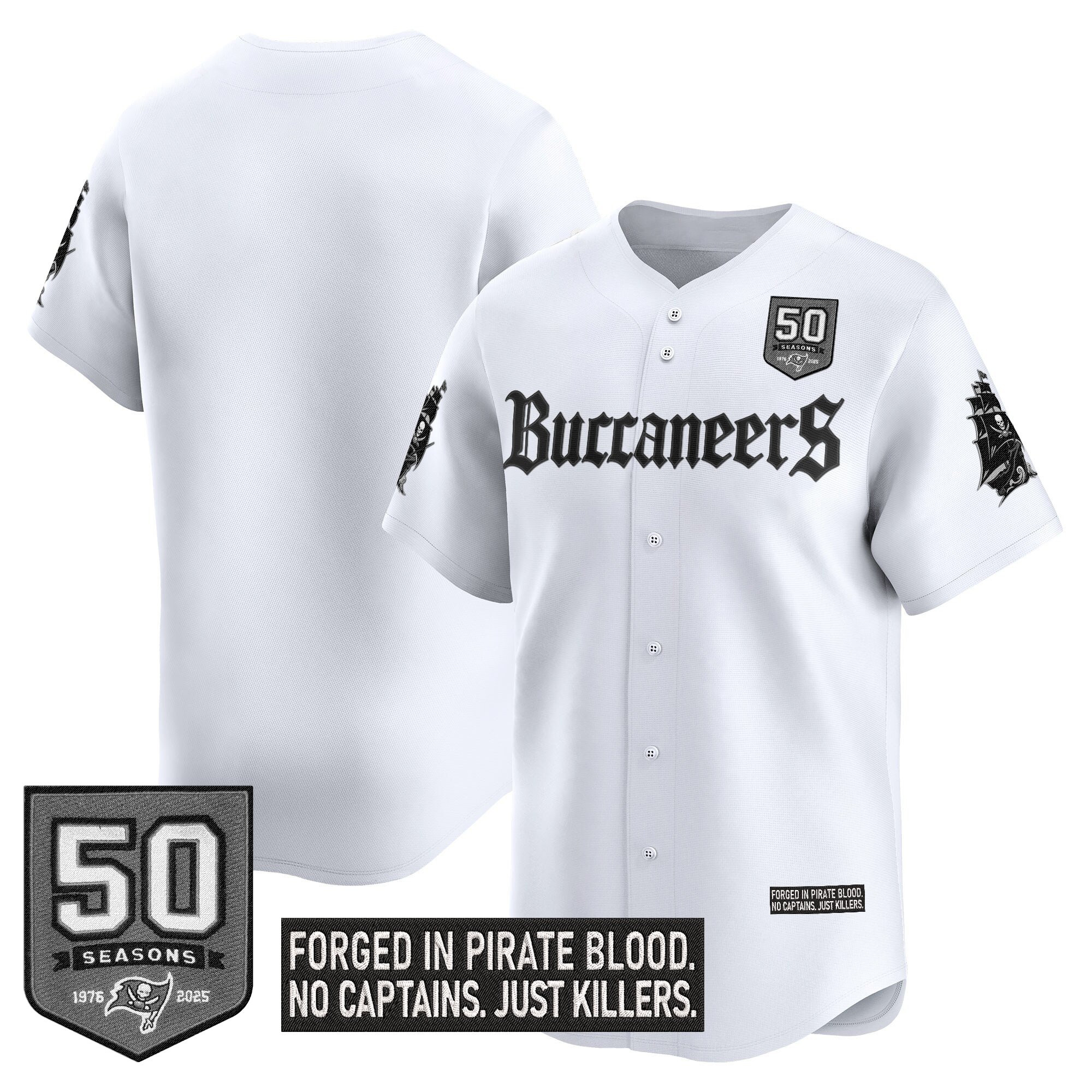 Men's Tampa Bay Buccaneers 'Gothic Pirate Shadows Edition' Vapor Baseball Jersey - All Stitched - Image 24