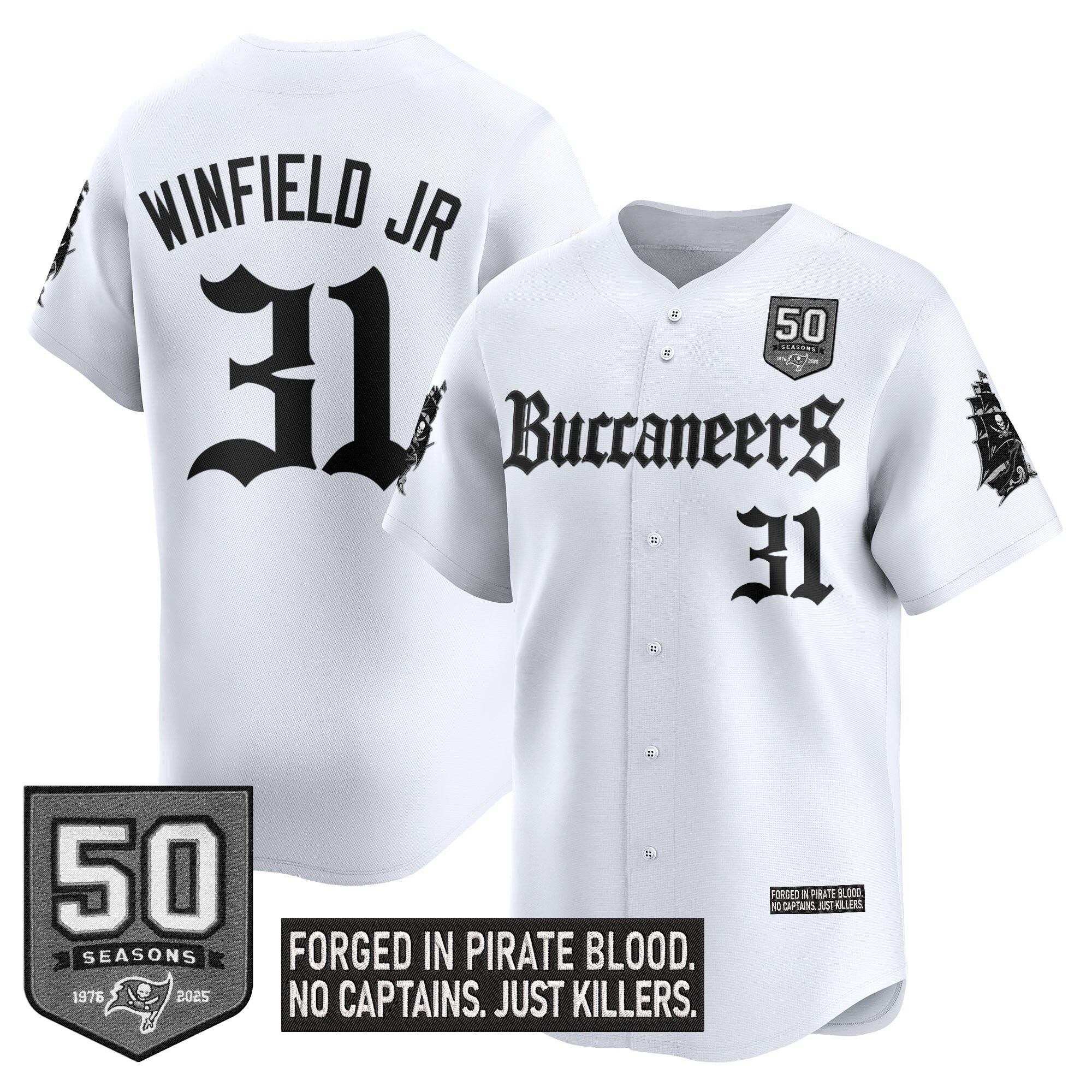 Men's Tampa Bay Buccaneers 'Gothic Pirate Shadows Edition' Vapor Baseball Jersey - All Stitched - Image 22