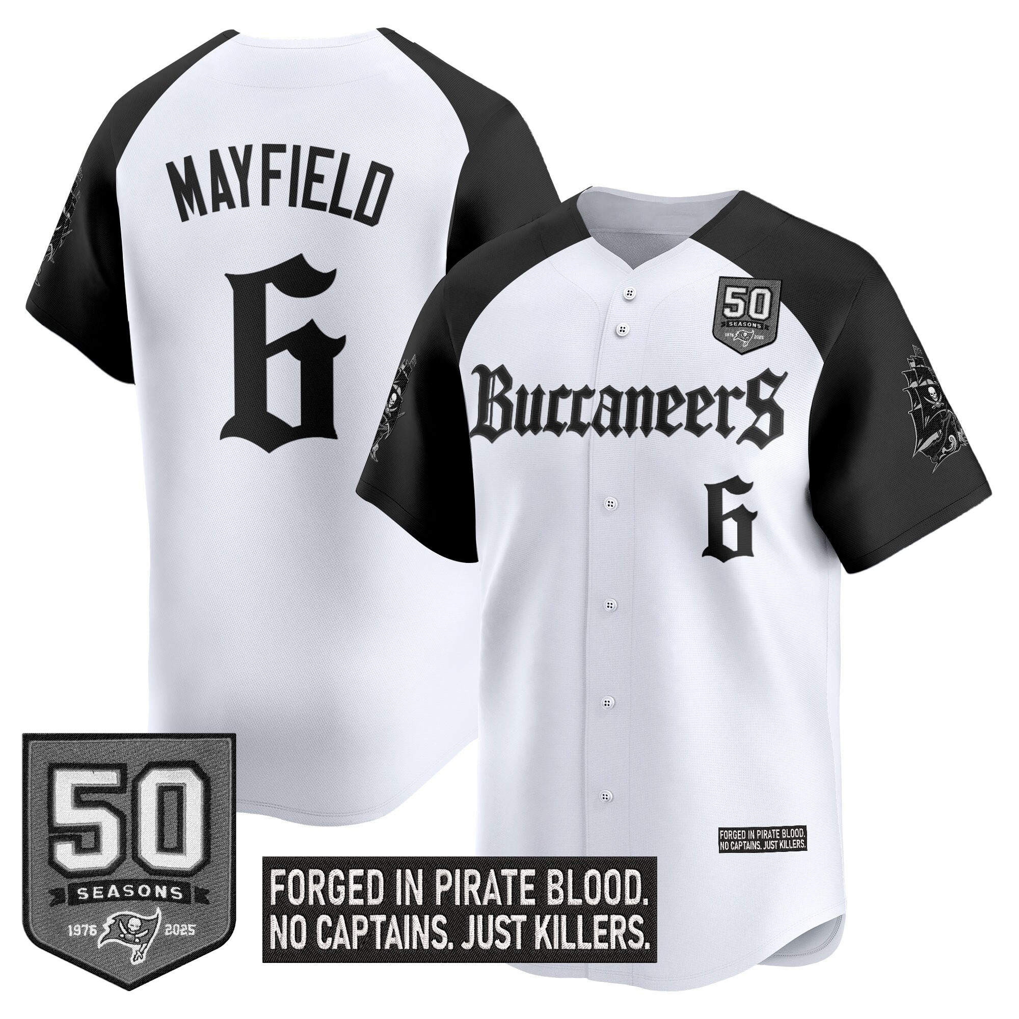 Men's Tampa Bay Buccaneers 'Gothic Pirate Shadows Edition' Vapor Baseball Jersey - All Stitched - Image 29