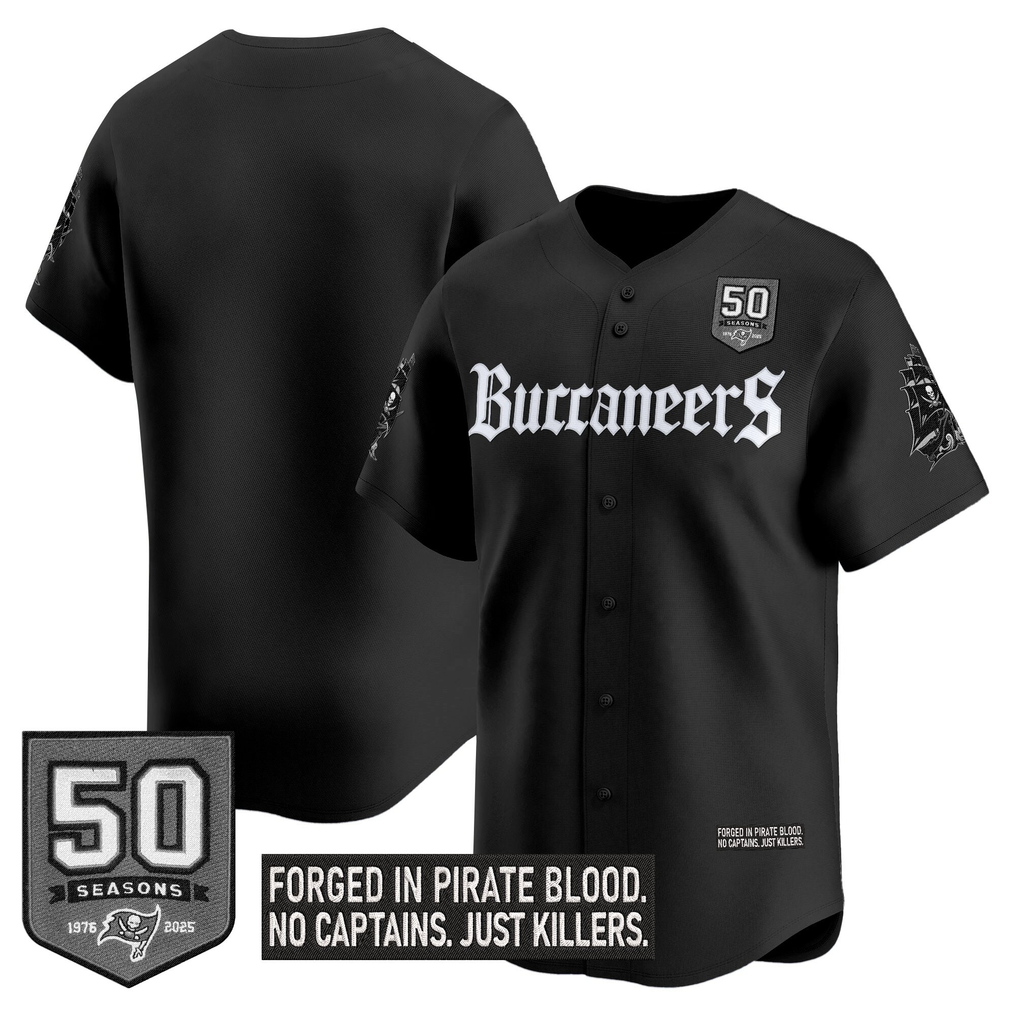 Men's Tampa Bay Buccaneers 'Gothic Pirate Shadows Edition' Vapor Baseball Jersey - All Stitched - Image 12