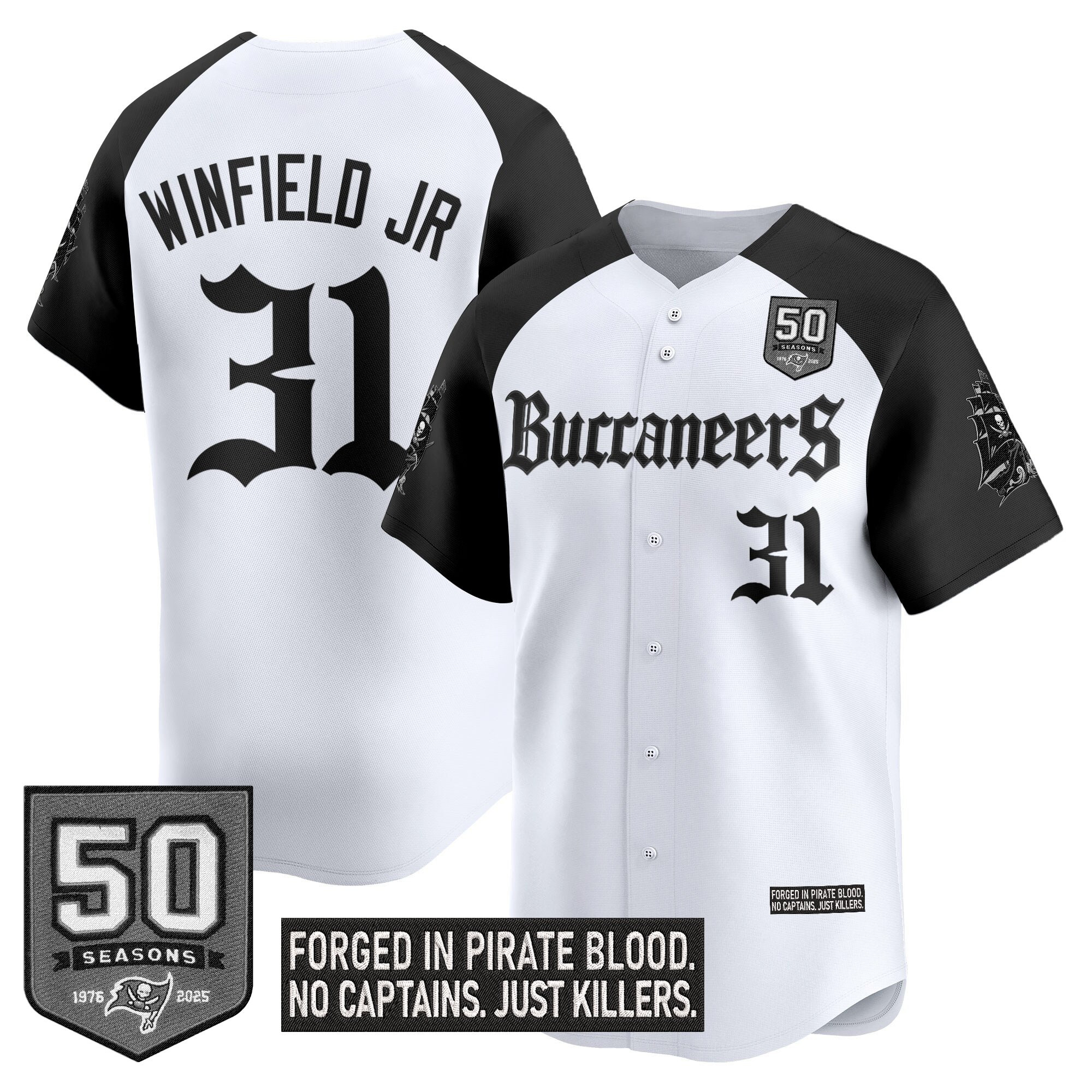 Men's Tampa Bay Buccaneers 'Gothic Pirate Shadows Edition' Vapor Baseball Jersey - All Stitched - Image 34