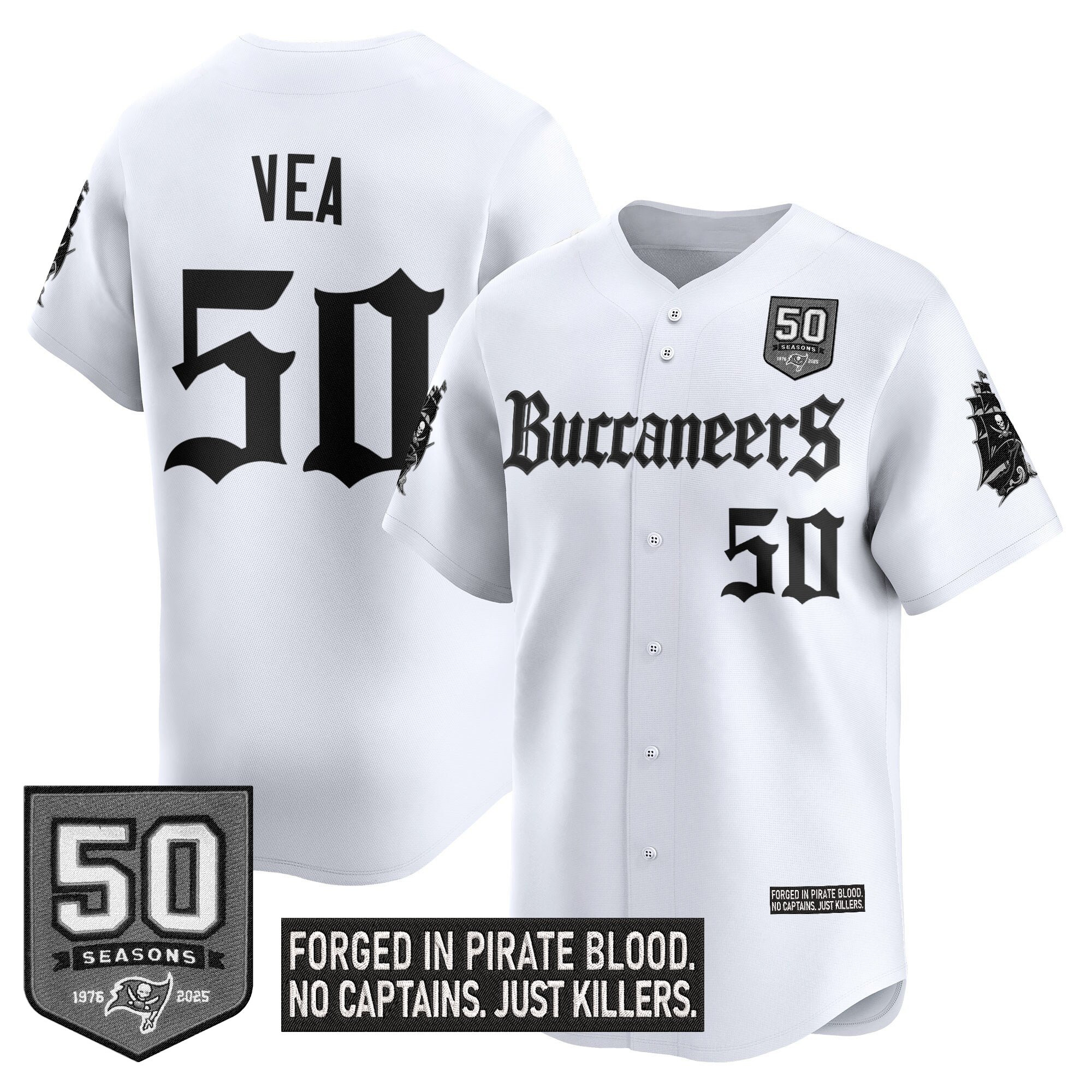 Men's Tampa Bay Buccaneers 'Gothic Pirate Shadows Edition' Vapor Baseball Jersey - All Stitched - Image 21