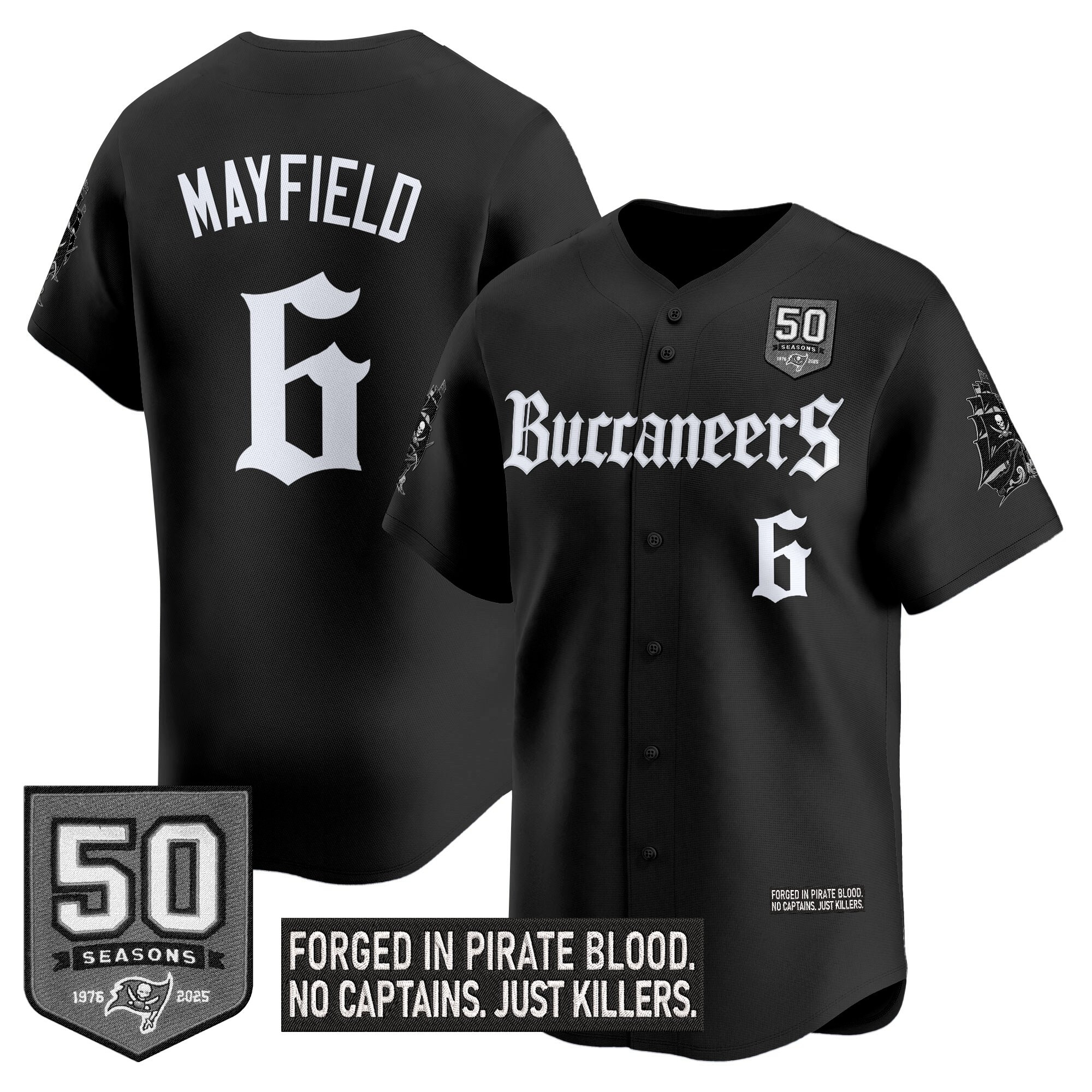 Men's Tampa Bay Buccaneers 'Gothic Pirate Shadows Edition' Vapor Baseball Jersey - All Stitched - Image 5
