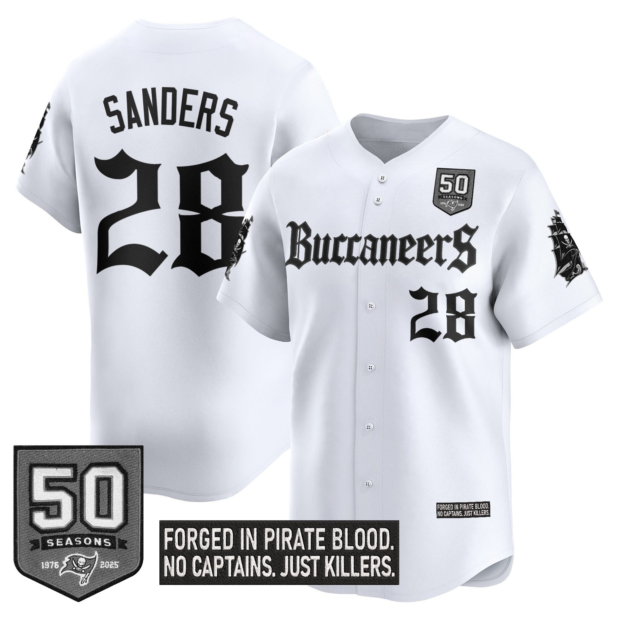 Men's Tampa Bay Buccaneers 'Gothic Pirate Shadows Edition' Vapor Baseball Jersey - All Stitched - Image 15
