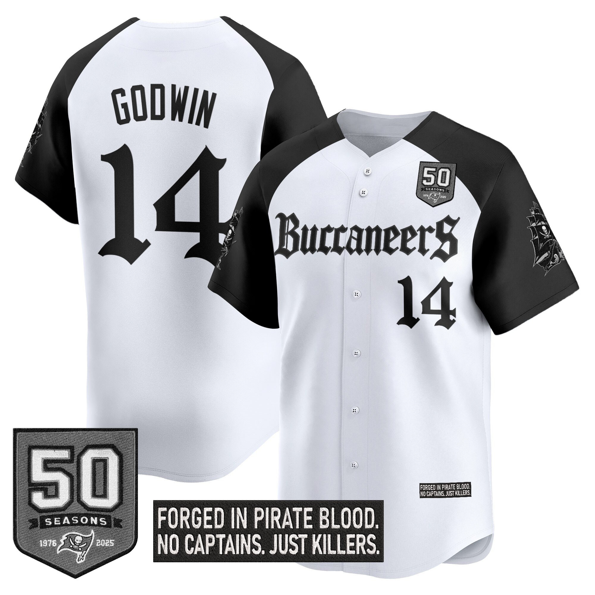 Men's Tampa Bay Buccaneers 'Gothic Pirate Shadows Edition' Vapor Baseball Jersey - All Stitched - Image 32