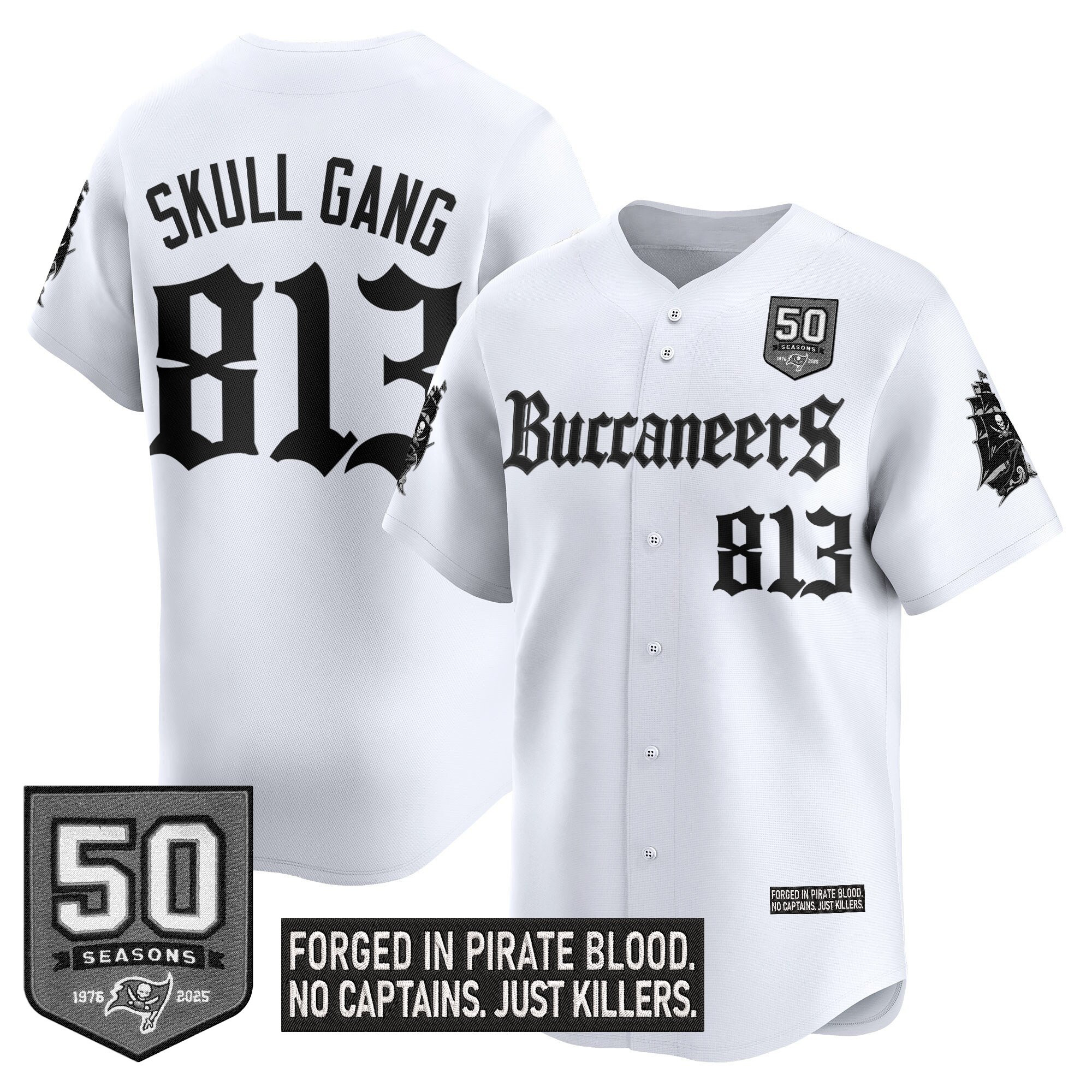 Men's Tampa Bay Buccaneers 'Gothic Pirate Shadows Edition' Vapor Baseball Jersey - All Stitched - Image 14