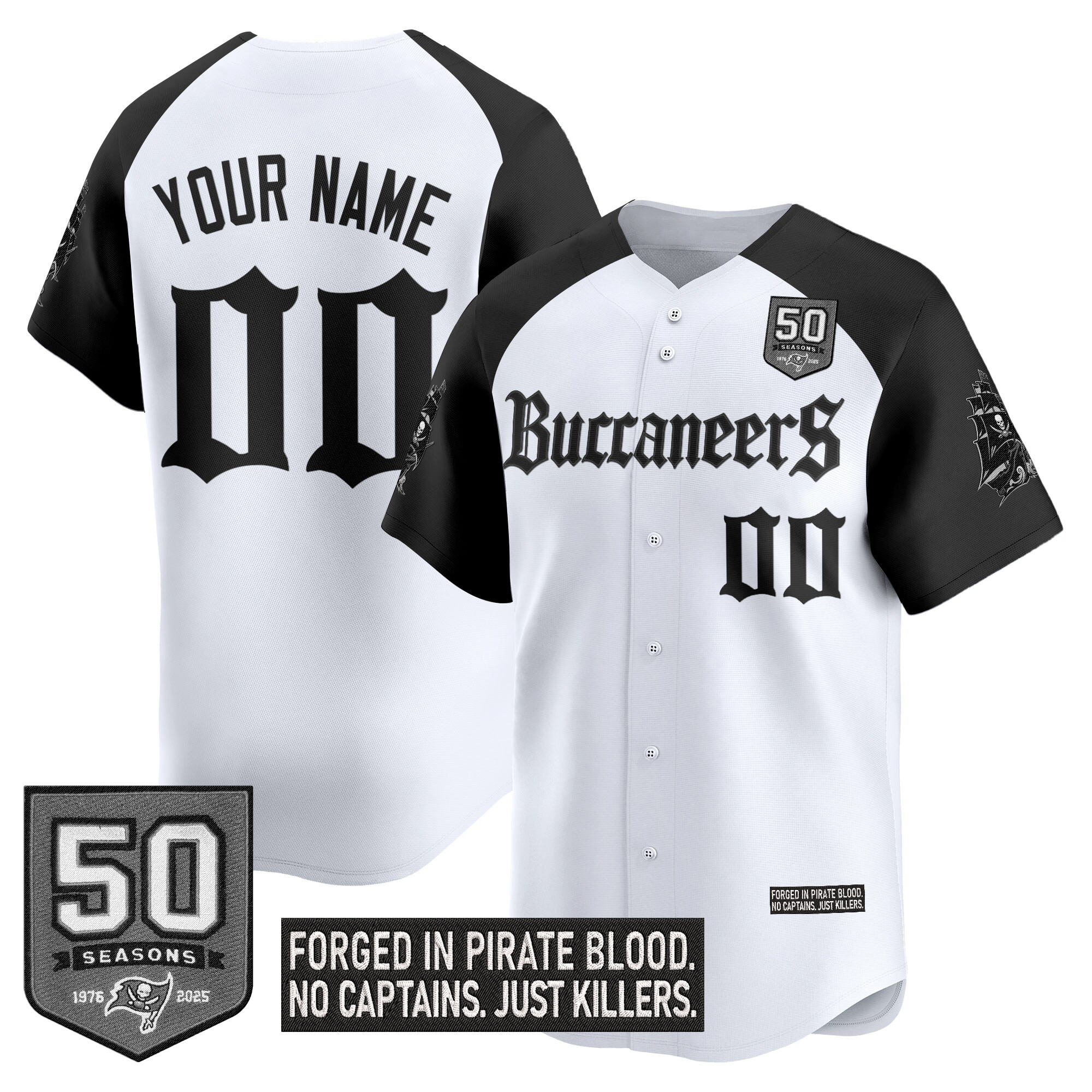 Tampa Bay Buccaneers 'Gothic Pirate Shadows Edition' Vapor Baseball Custom Jersey - All Stitched - Image 3
