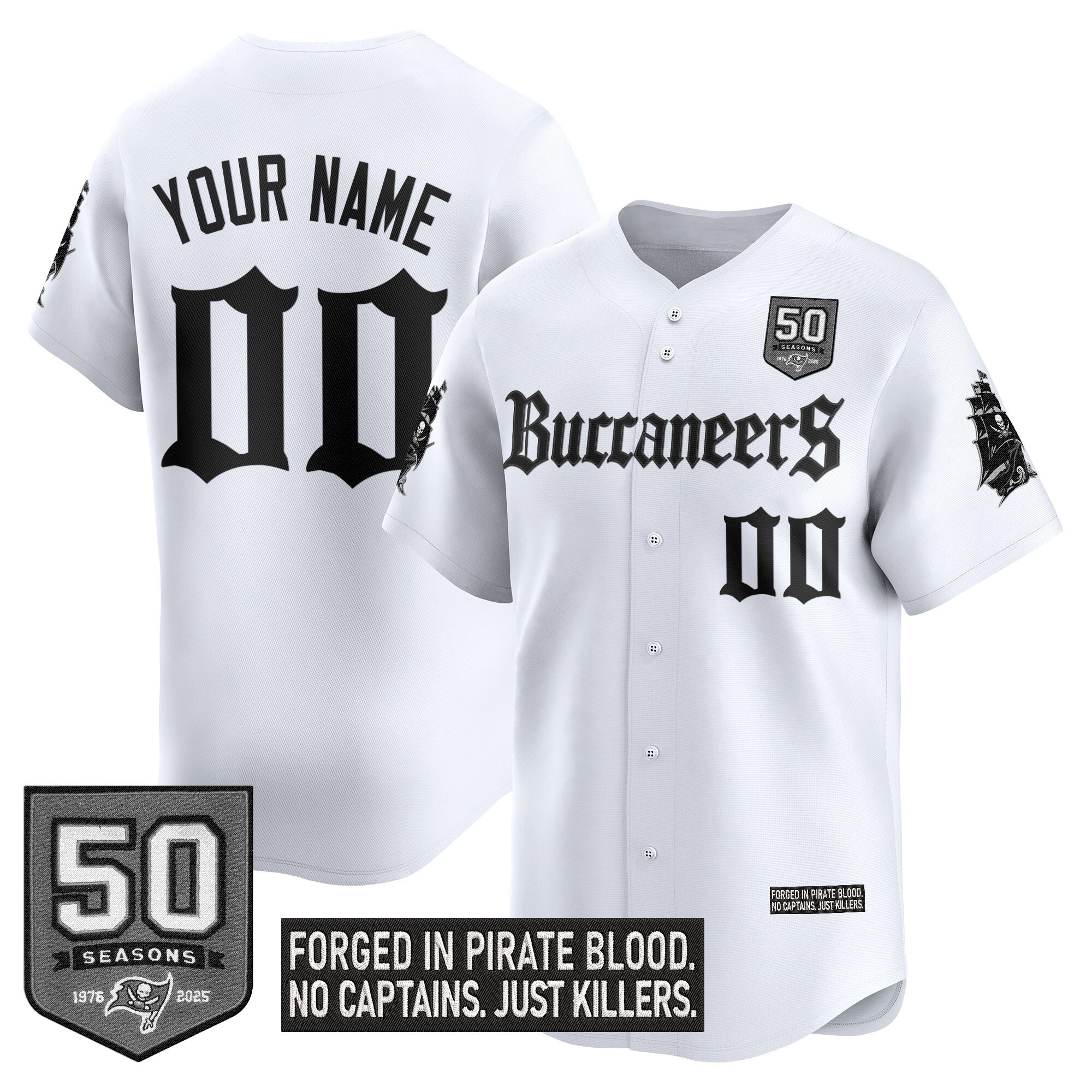 Tampa Bay Buccaneers 'Gothic Pirate Shadows Edition' Vapor Baseball Custom Jersey - All Stitched - Image 2