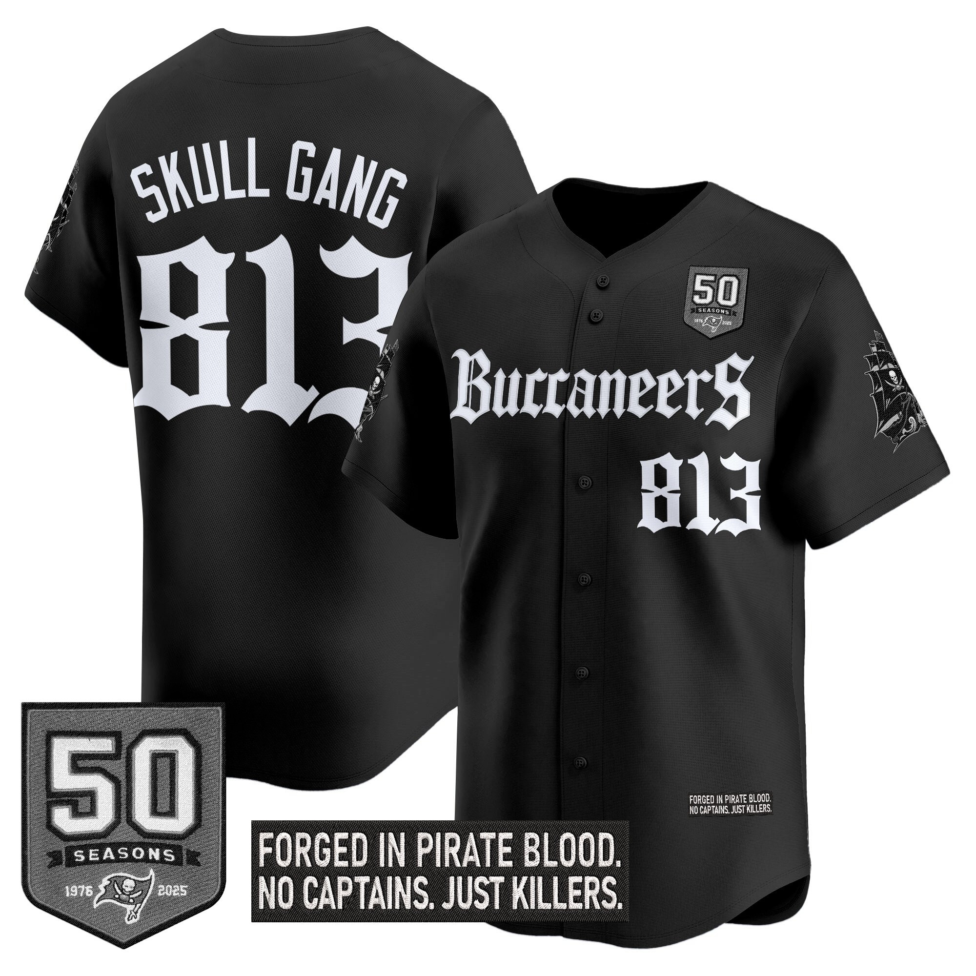 Men's Tampa Bay Buccaneers 'Gothic Pirate Shadows Edition' Vapor Baseball Jersey - All Stitched - Image 2