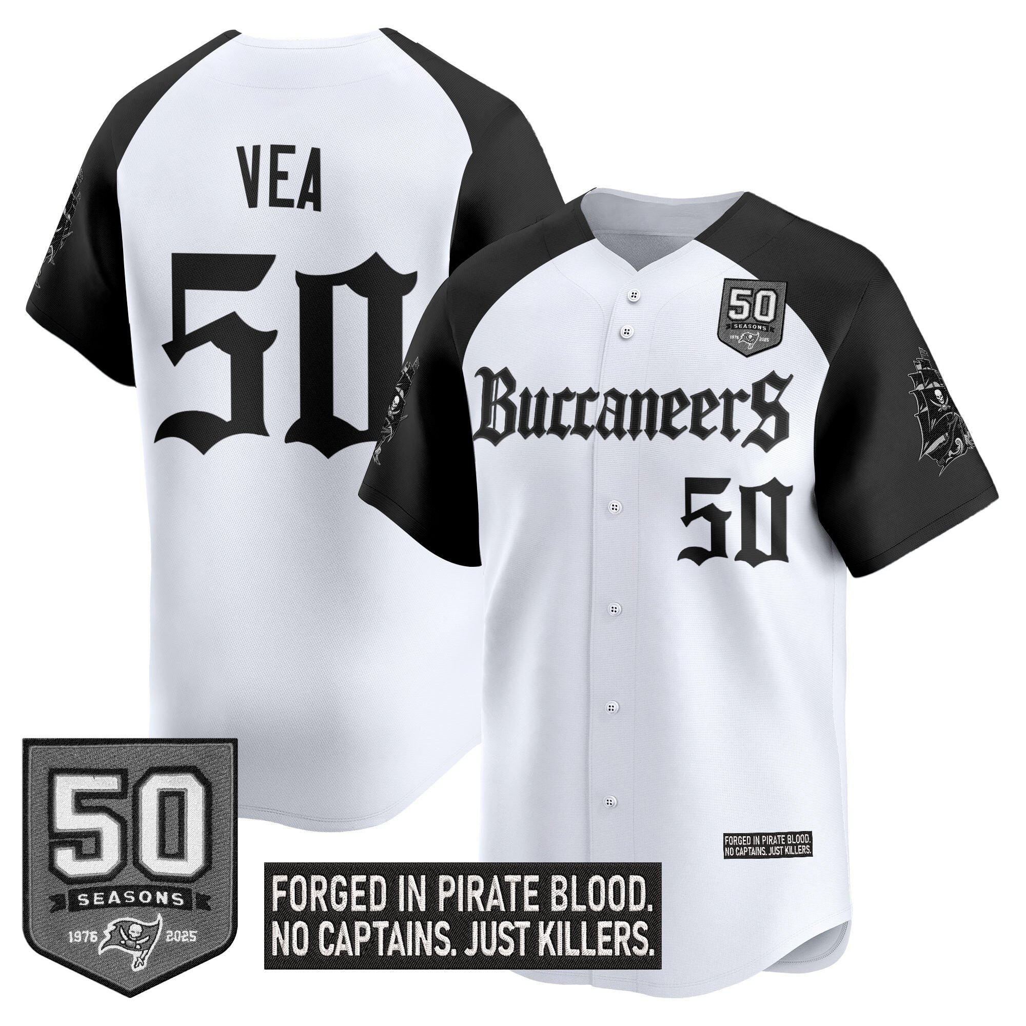 Men's Tampa Bay Buccaneers 'Gothic Pirate Shadows Edition' Vapor Baseball Jersey - All Stitched - Image 33