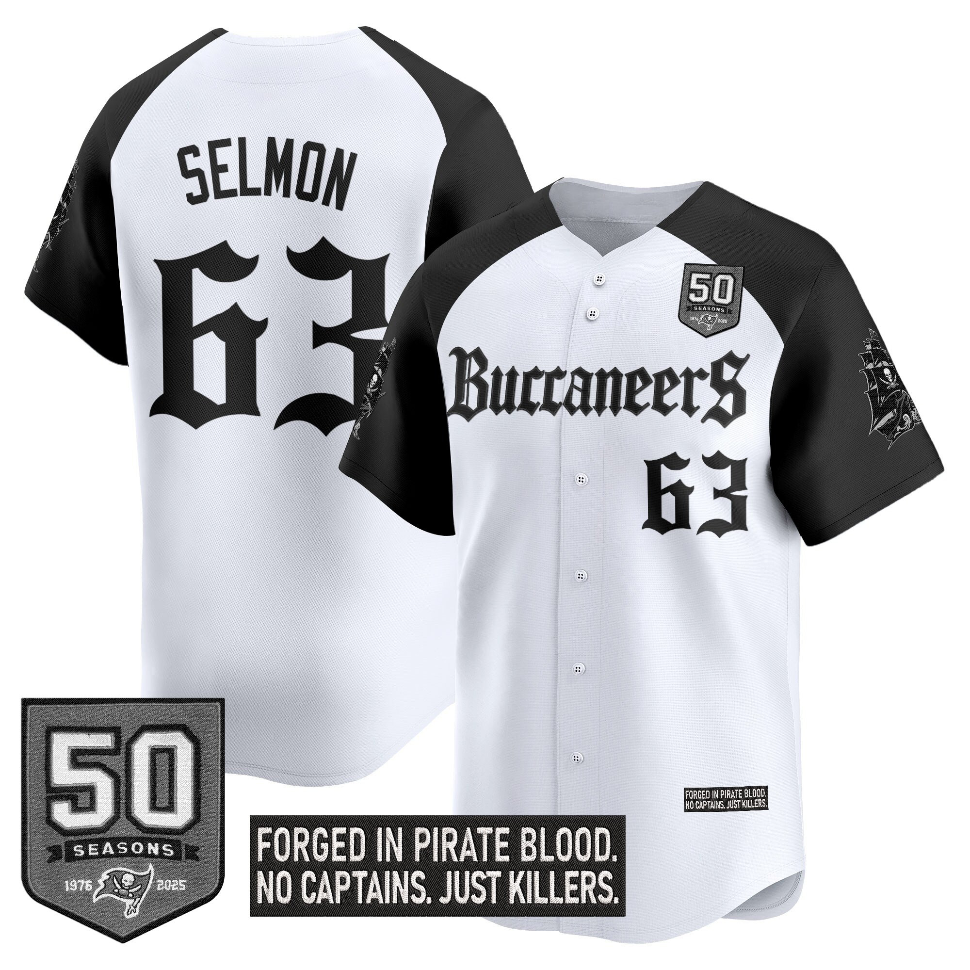 Men's Tampa Bay Buccaneers 'Gothic Pirate Shadows Edition' Vapor Baseball Jersey - All Stitched - Image 35
