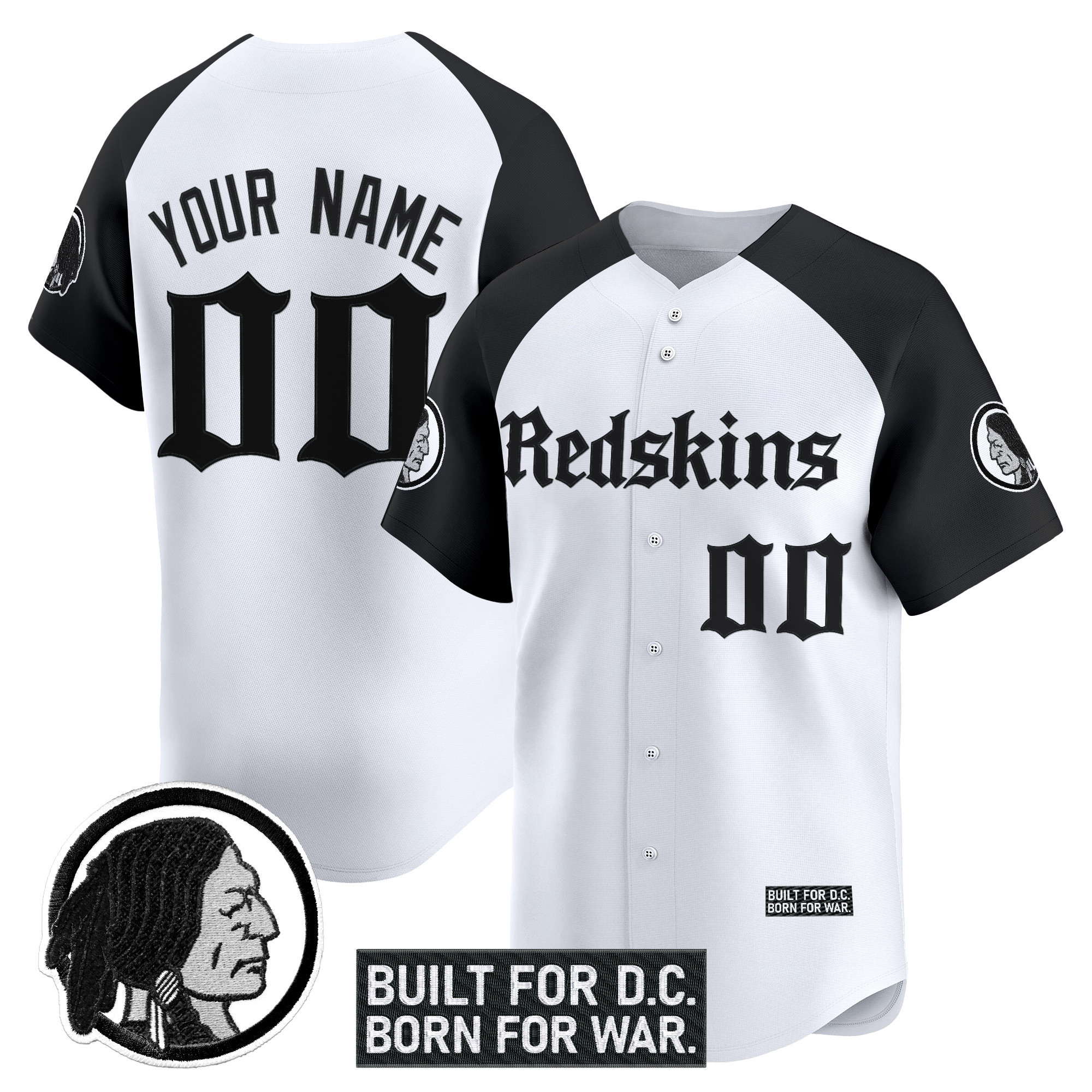 Washington Redskins 'Gothic Capital Edition' Vapor Baseball Custom Jersey - All Stitched - Image 3