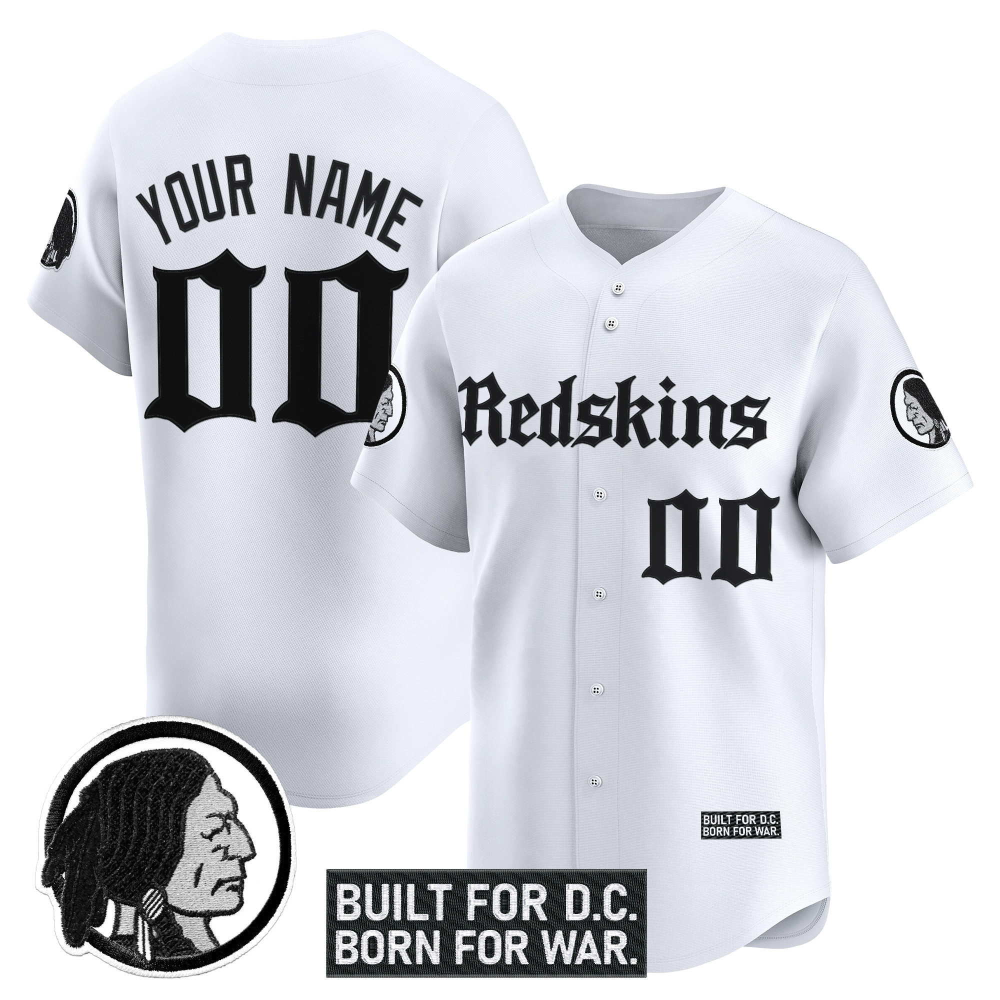 Washington Redskins 'Gothic Capital Edition' Vapor Baseball Custom Jersey - All Stitched - Image 2