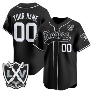 Las Vegas Raiders 65th Anniversary Patch Vapor Baseball Custom Jersey - All Stitched