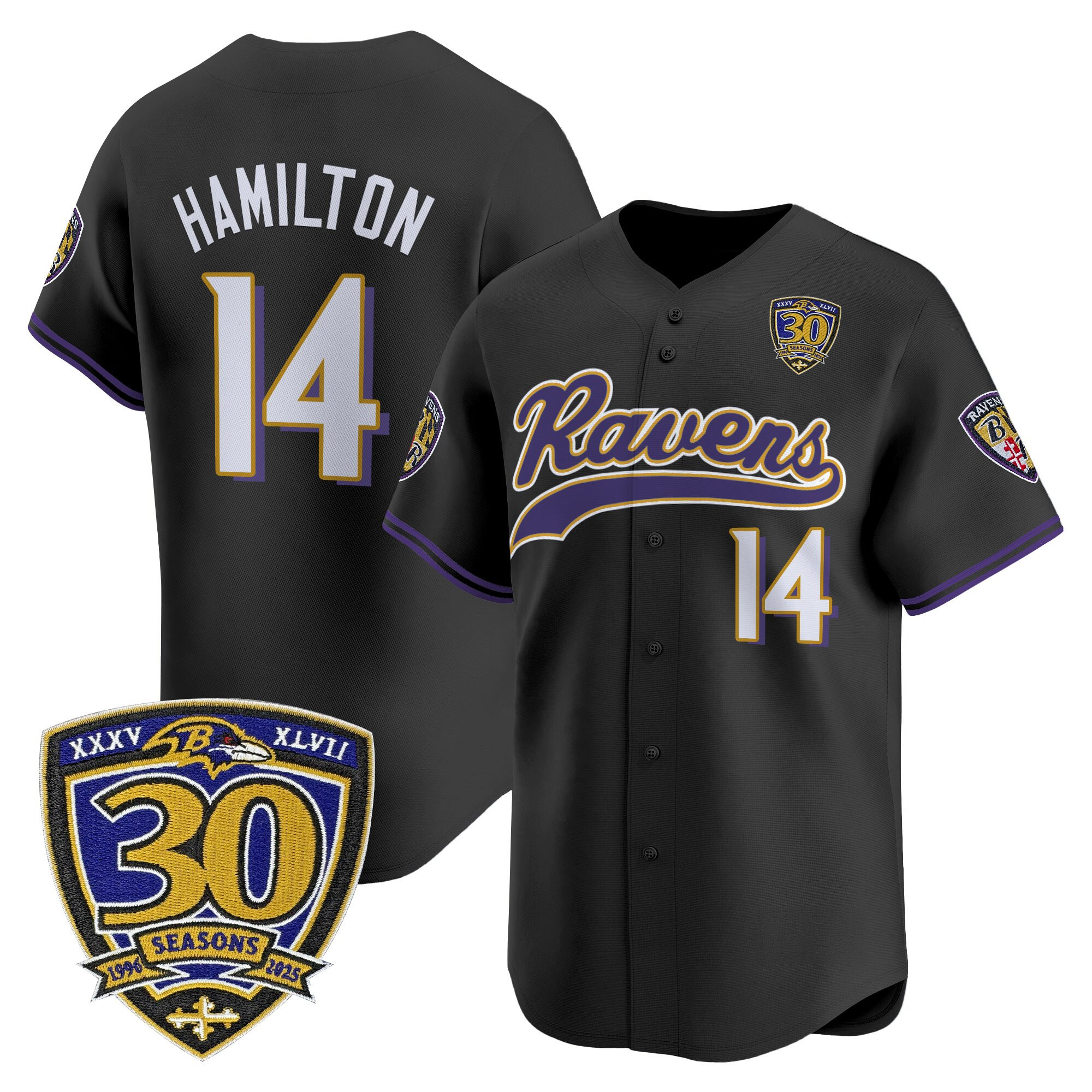 Men's Baltimore Ravens 2025 Vapor Baseball Jersey - 30th Anniversary Patch - All Stitched - Image 25