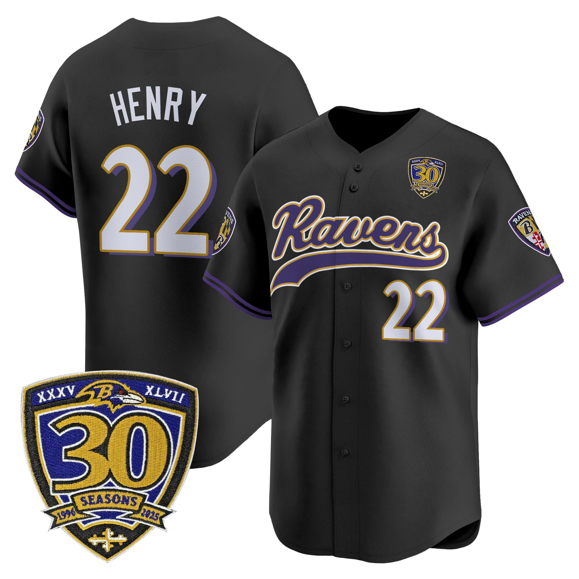 Men's Baltimore Ravens 2025 Vapor Baseball Jersey - 30th Anniversary Patch - All Stitched - Image 21