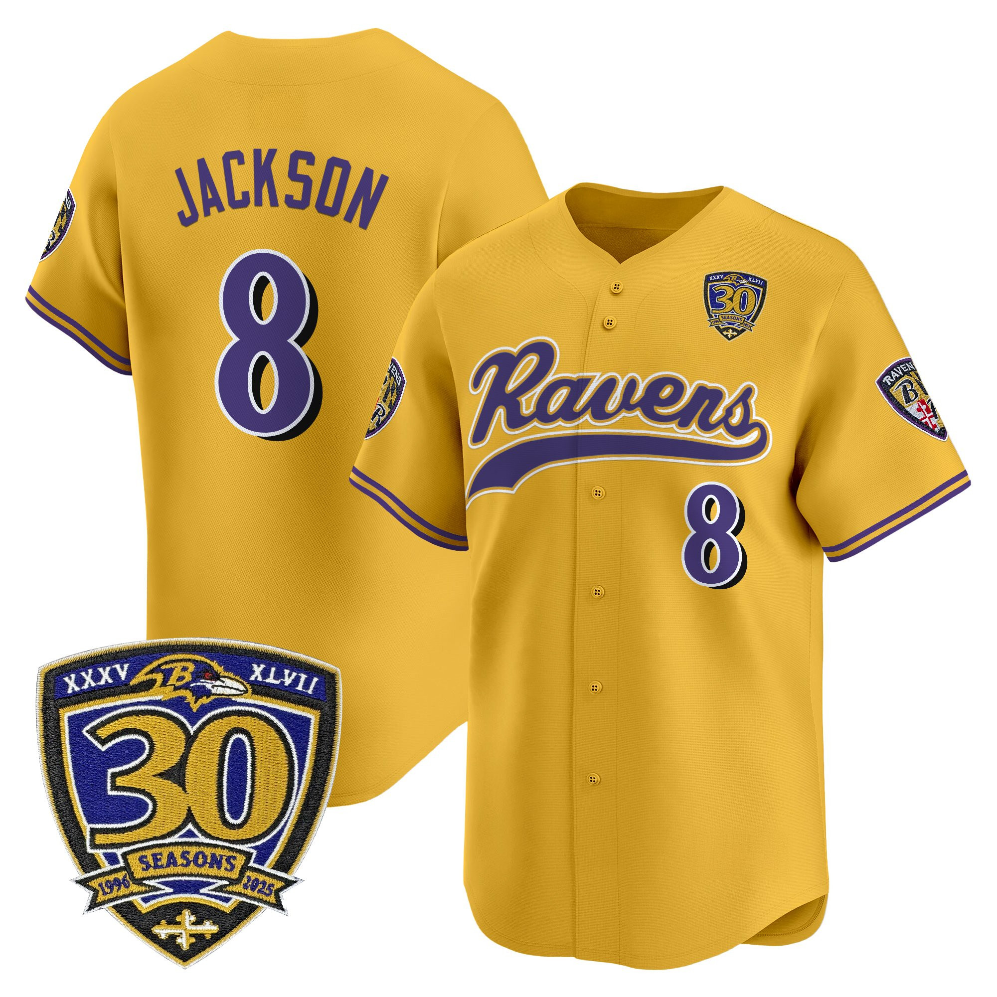 Men's Baltimore Ravens 2025 Vapor Baseball Jersey - 30th Anniversary Patch - All Stitched - Image 33